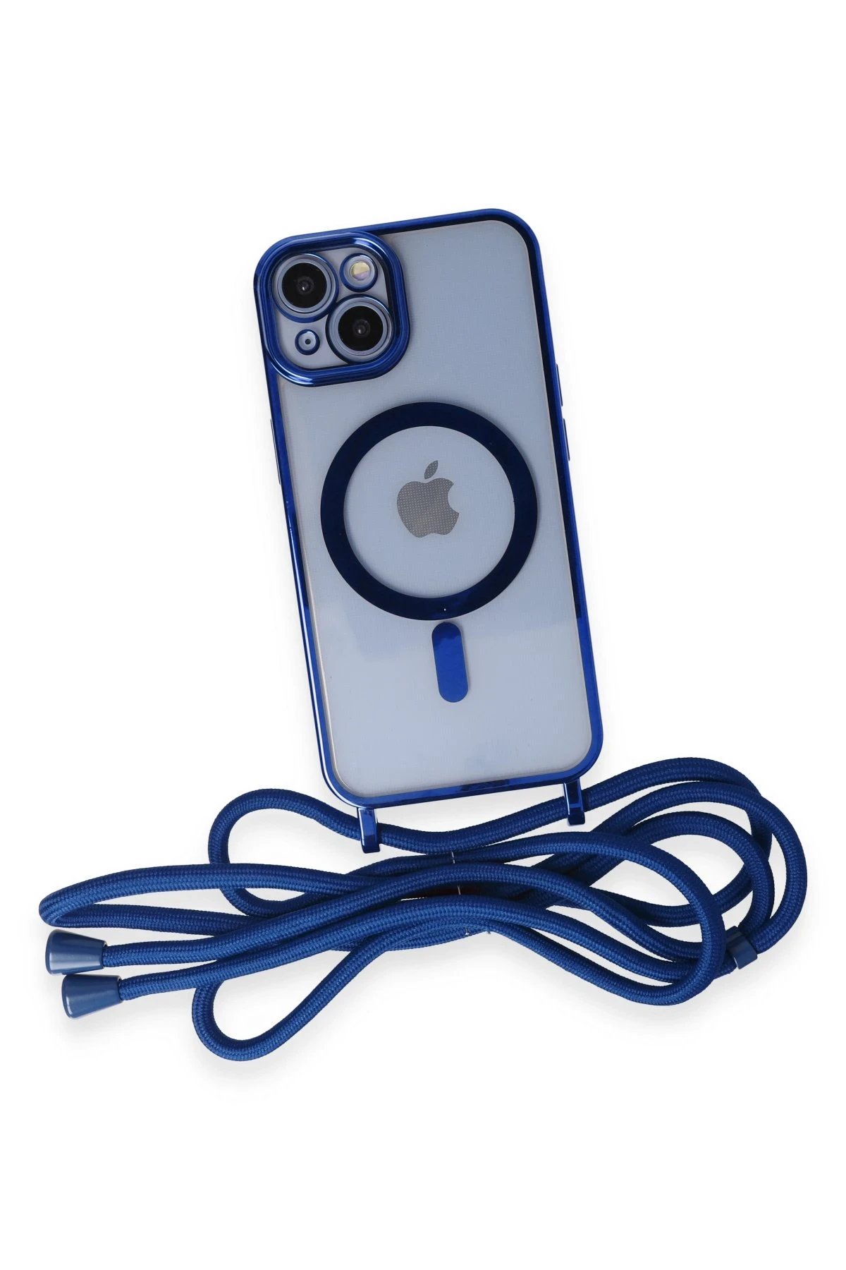 Newface iPhone 14 Kılıf Divo Lazer Askılı Magsafe Kapak - Mavi