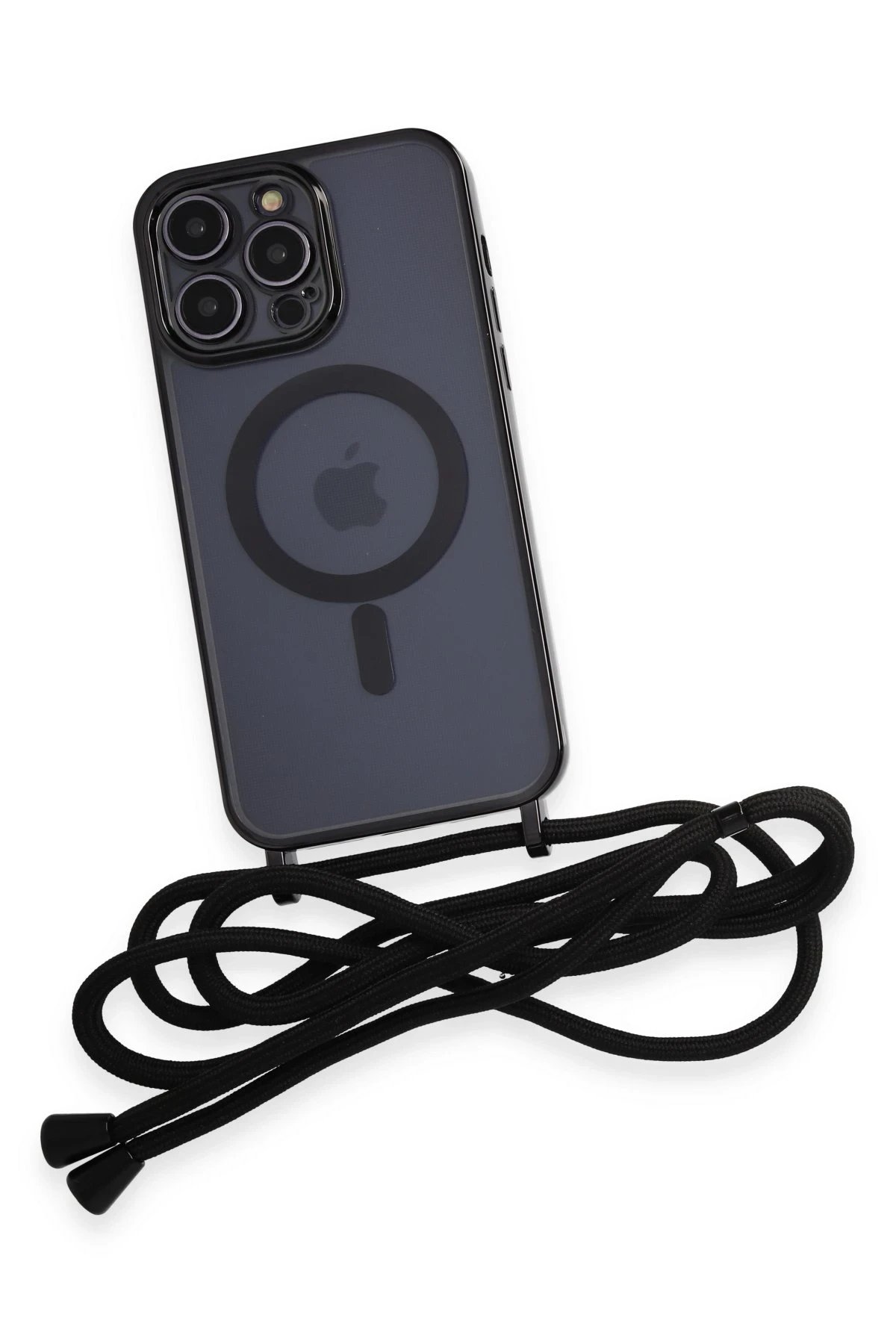 Newface iPhone 14 Pro Kılıf Divo Lazer Askılı Magsafe Kapak - Siyah