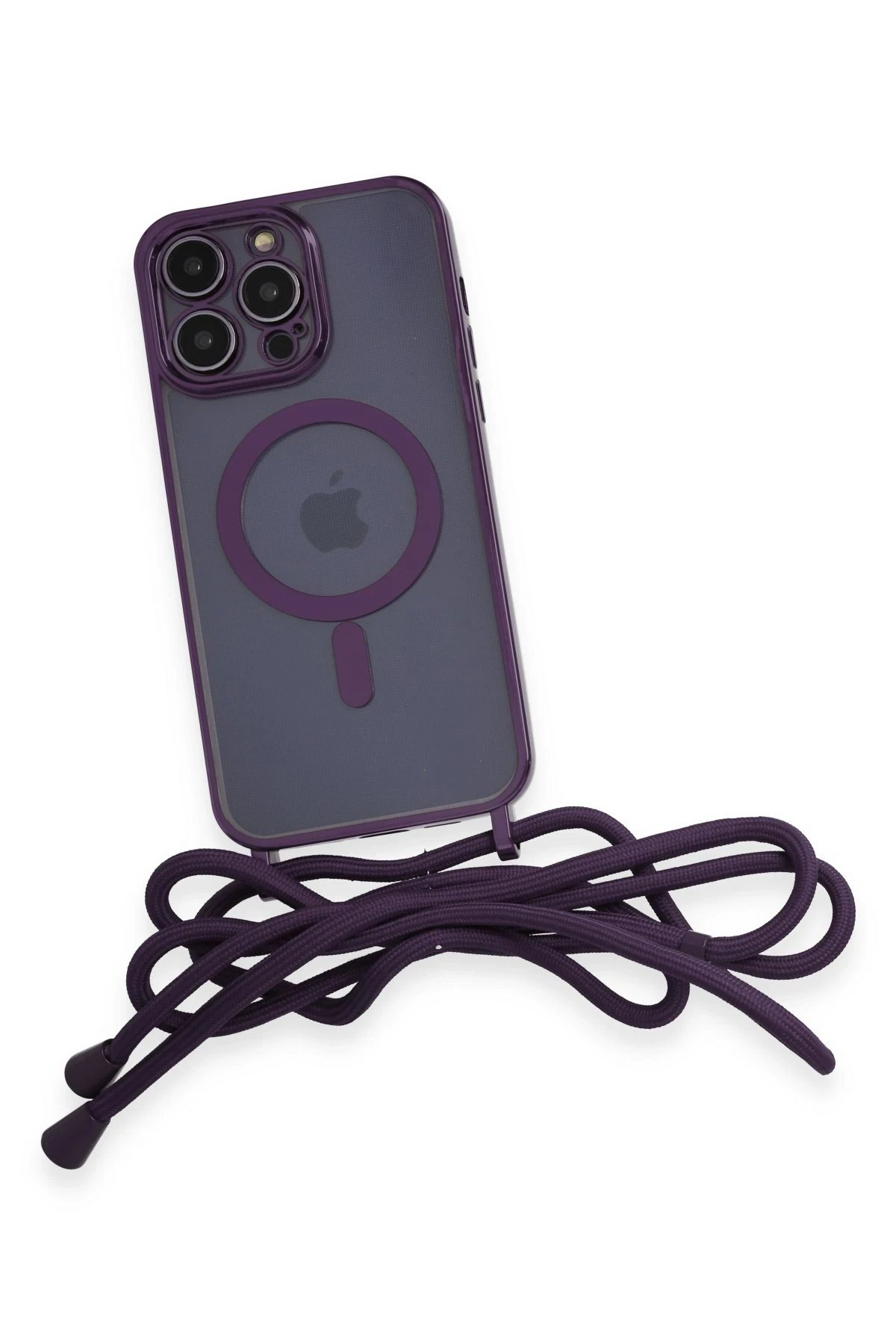 Newface iPhone 14 Pro Kılıf Divo Lazer Askılı Magsafe Kapak - Derin Mor