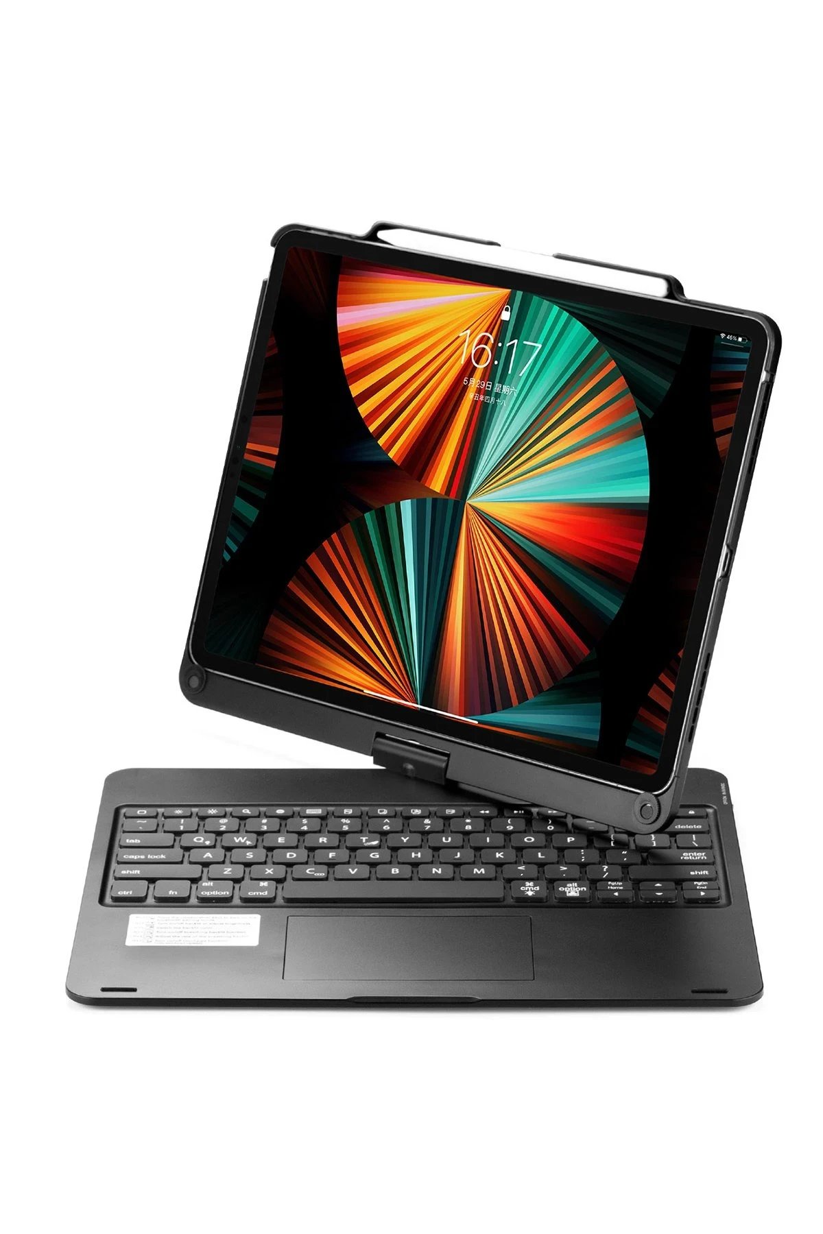 Newface iPad Pro 12.9 (2021) Kılıf Magic Dönen Klavyeli Tablet Kılıf - Siyah