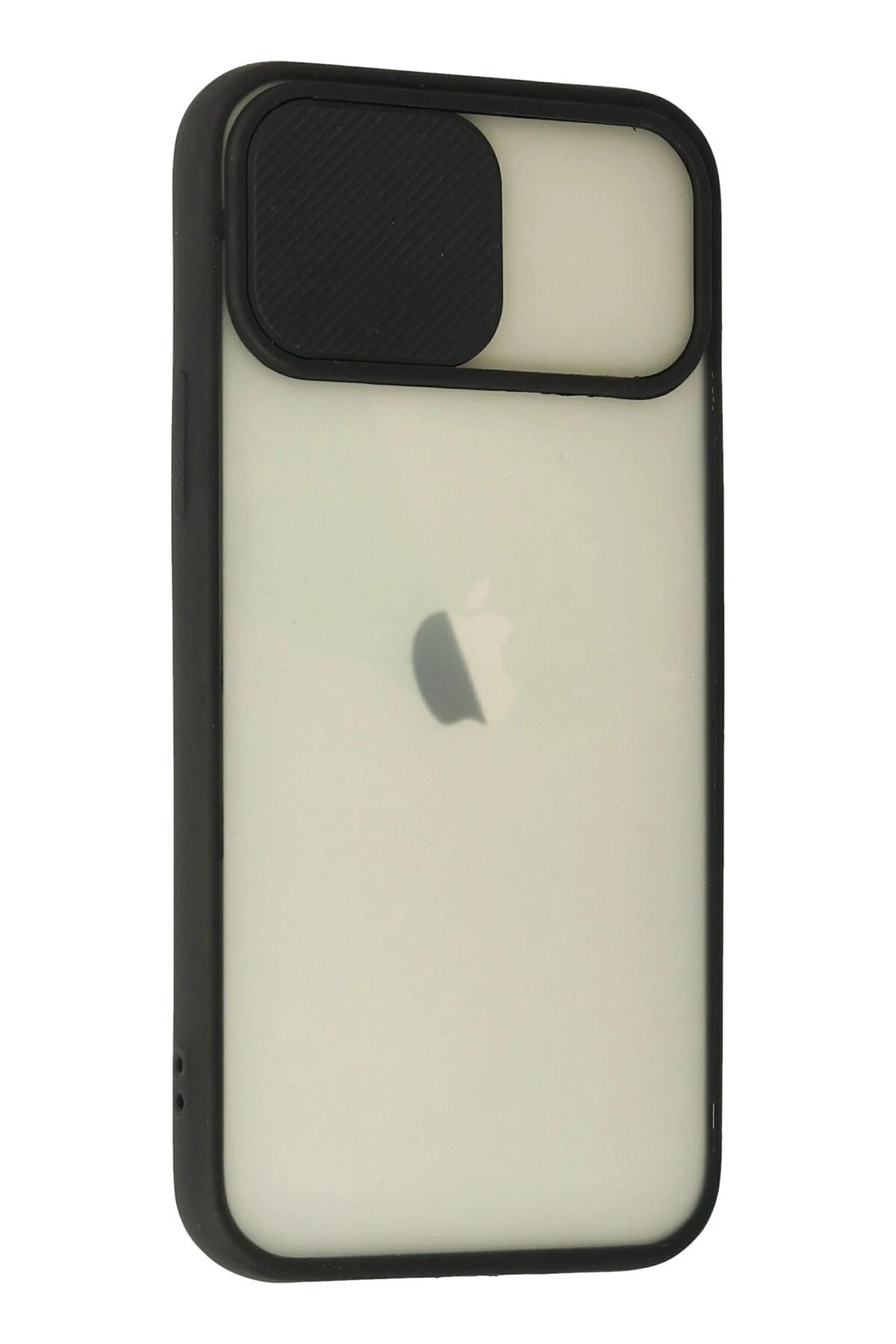 Newface iPhone 12 Kılıf Palm Buzlu Kamera Sürgülü Silikon - Siyah