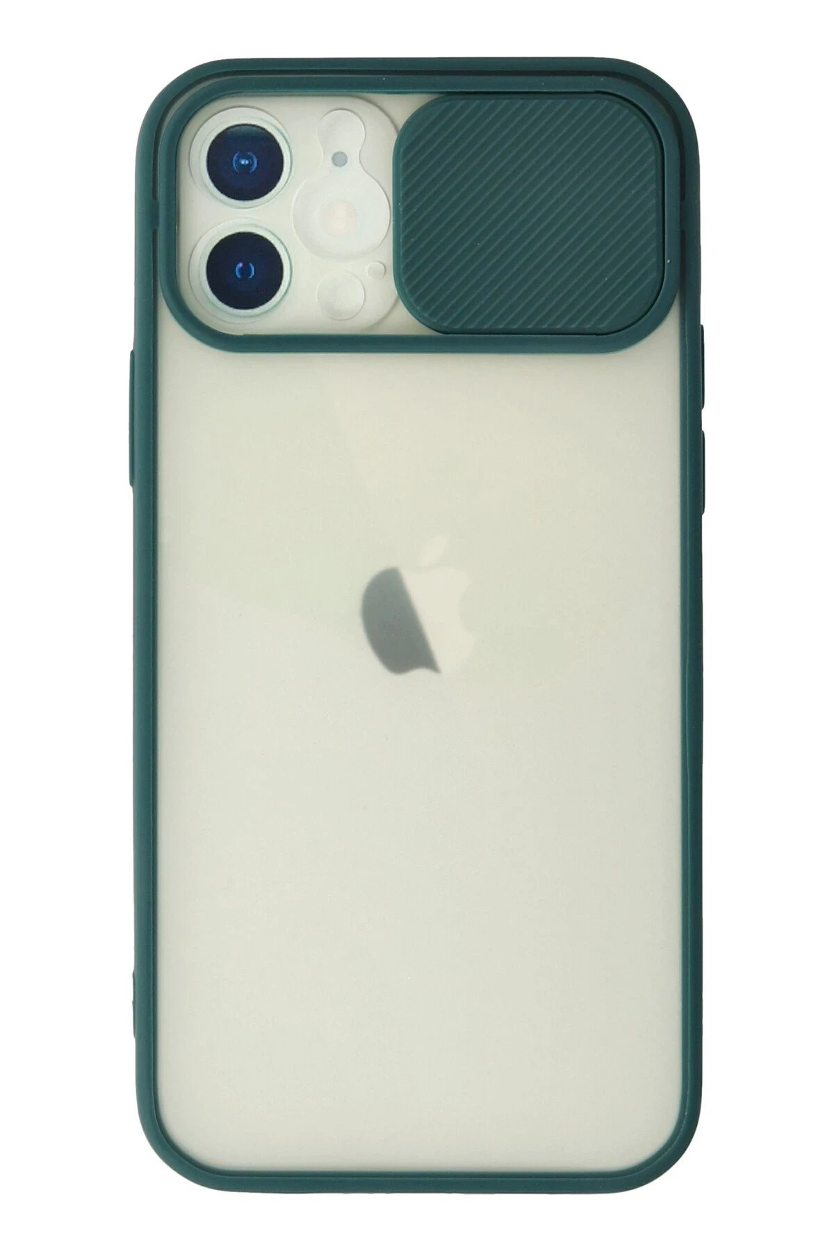 Newface iPhone 12 Kılıf Palm Buzlu Kamera Sürgülü Silikon - Yeşil