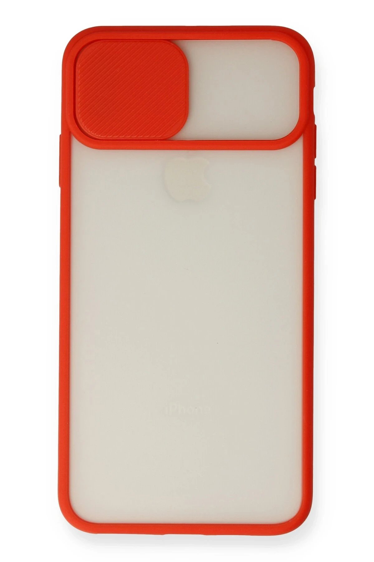 Newface iPhone XS Max Kılıf Palm Buzlu Kamera Sürgülü Silikon - Kırmızı