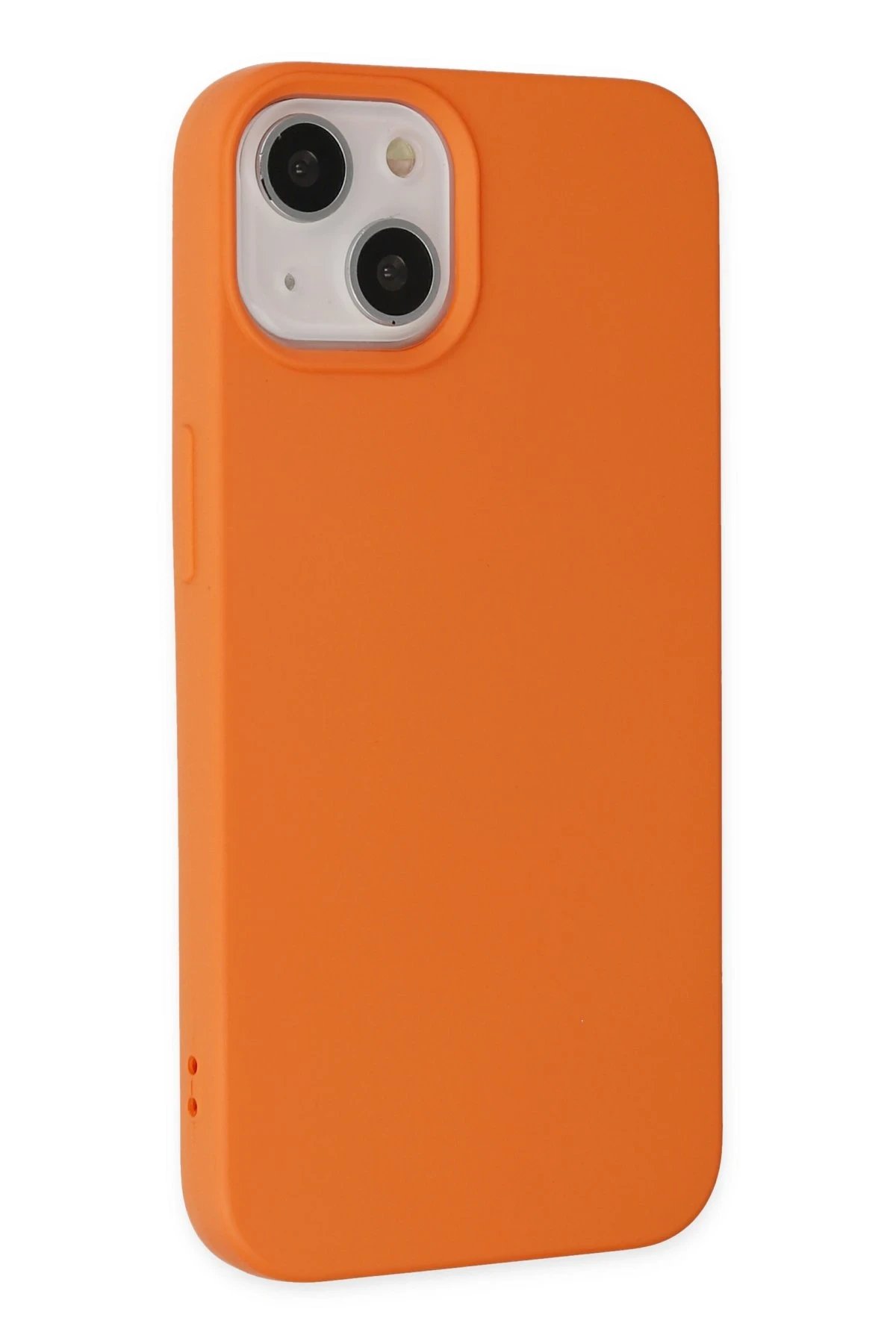 Newface iPhone 14 Plus Kılıf Nano içi Kadife Silikon - Turuncu