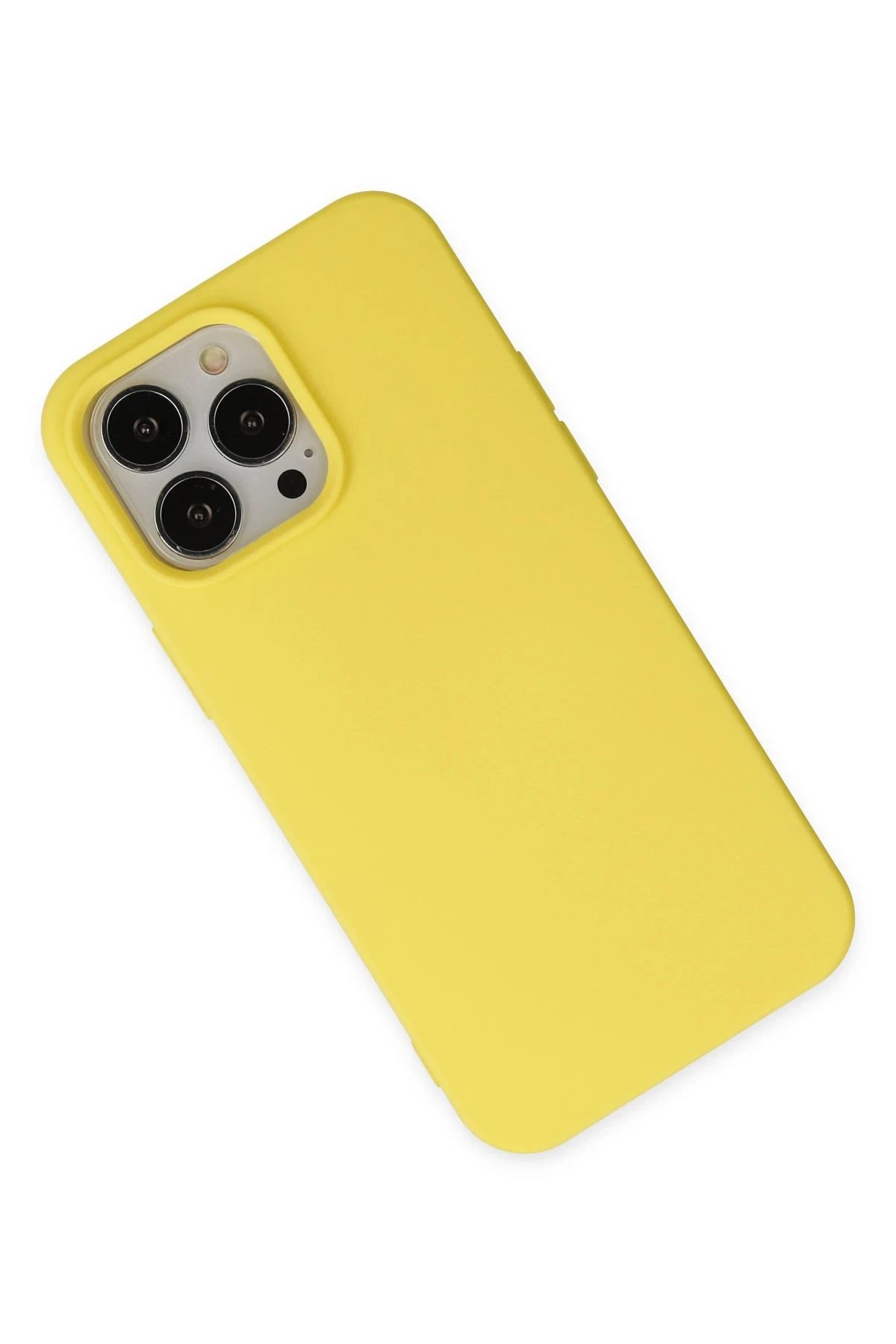 Newface iPhone 14 Pro Kılıf Nano içi Kadife Silikon - Sarı