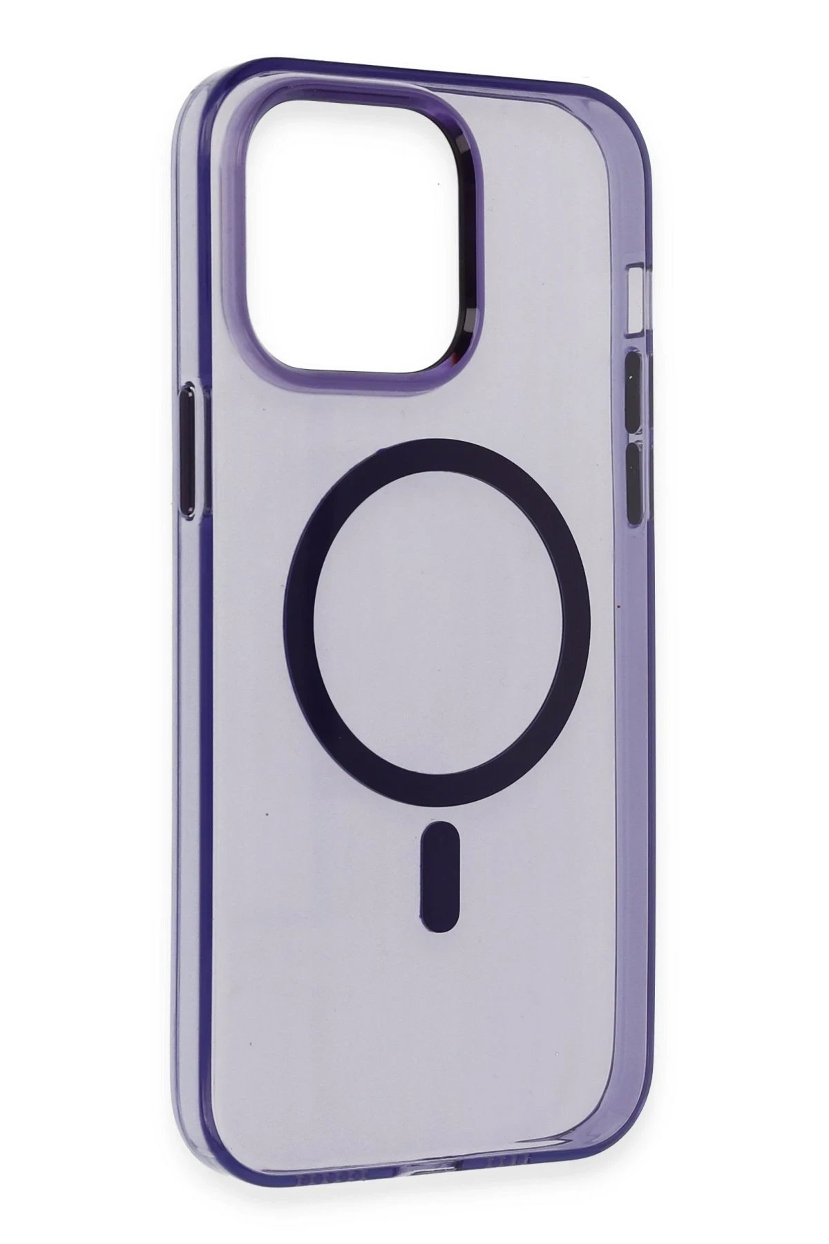 Newface iPhone 14 Pro Max Kılıf Tron Şeffaf Magsafe Kapak - Derin Mor