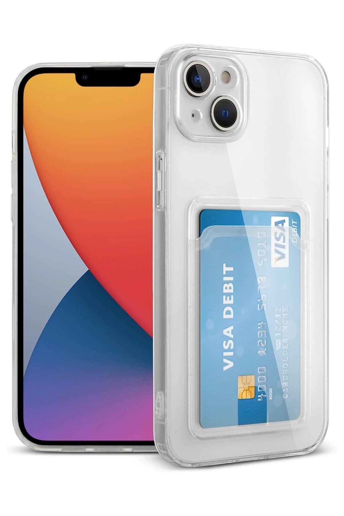 Newface iPhone 14 Plus Kılıf Kart Şeffaf Silikon - Şeffaf