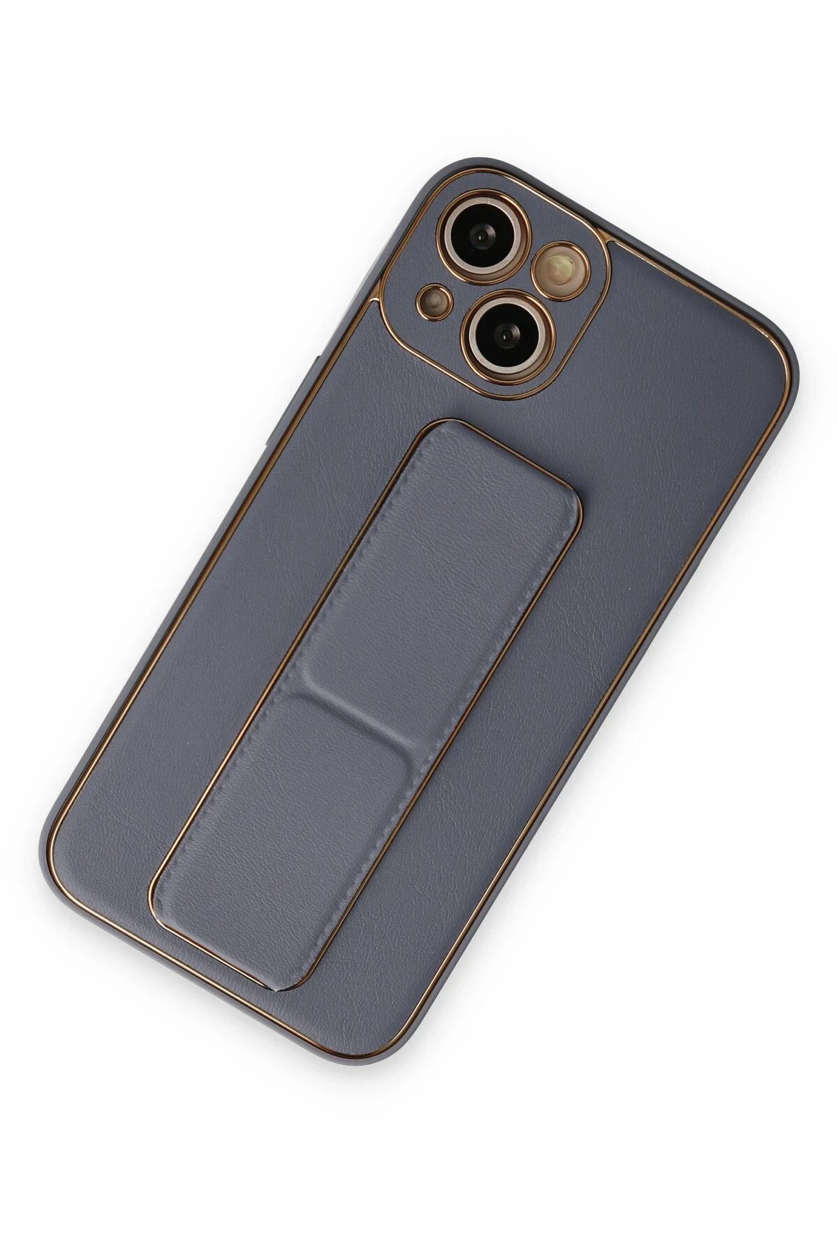 Newface iPhone 14 Plus Kılıf Coco Deri Standlı Kapak - Gri