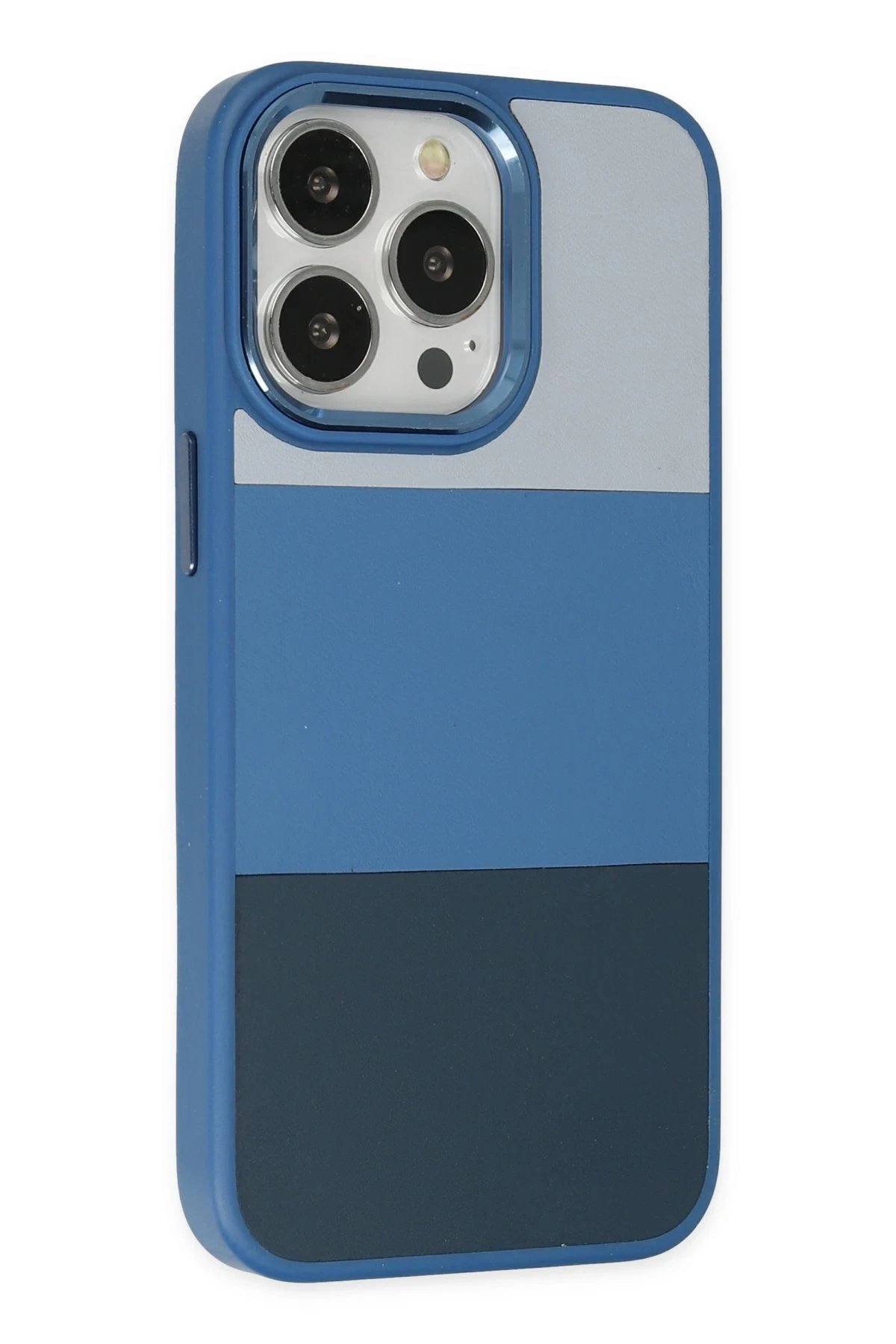 Newface iPhone 14 Pro Max Kılıf King Kapak - Açık Mavi-Lacivert