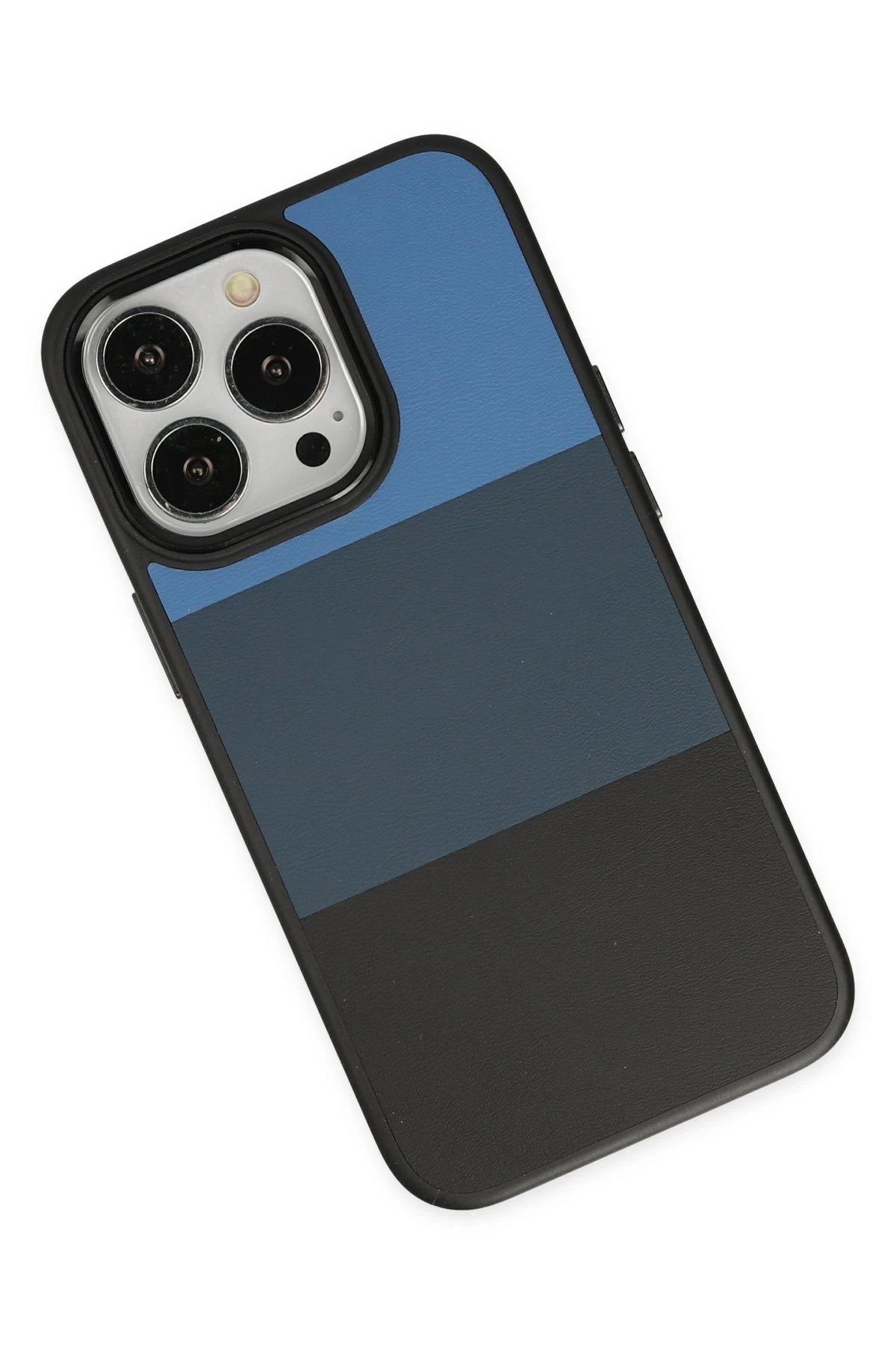 Newface iPhone 14 Pro Max Kılıf King Kapak - Mavi-Siyah