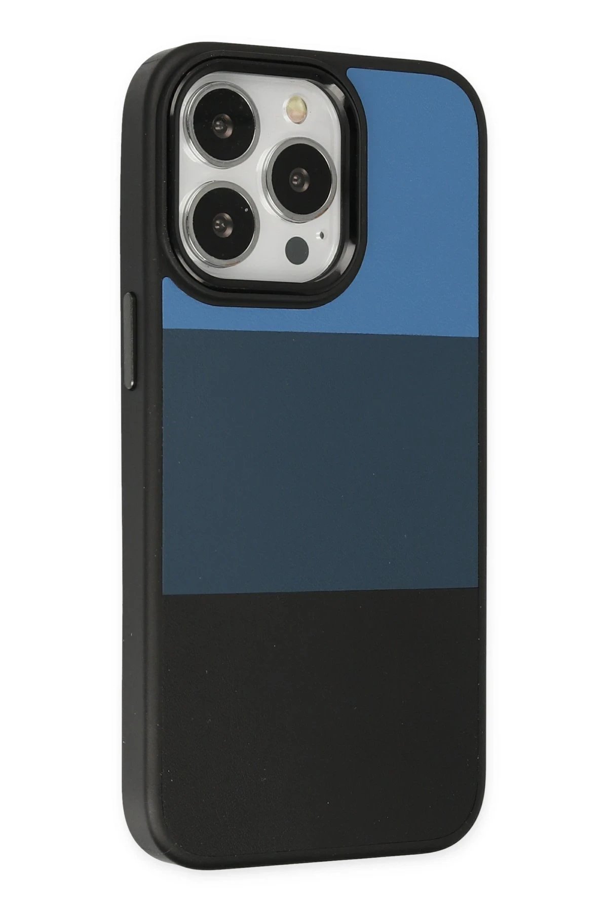 Newface iPhone 14 Pro Max Kılıf King Kapak - Mavi-Siyah