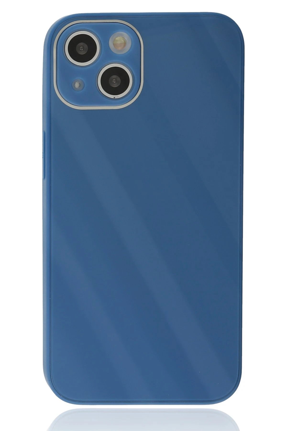 Newface iPhone 14 Plus Kılıf Glass Kapak - Mavi