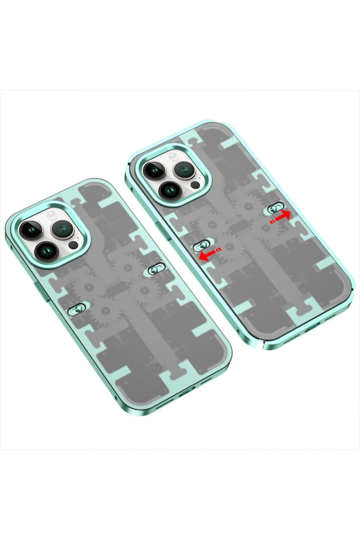 Newface iPhone 14 Pro Kılıf Mekanik Bumper Kapak - Yeşil