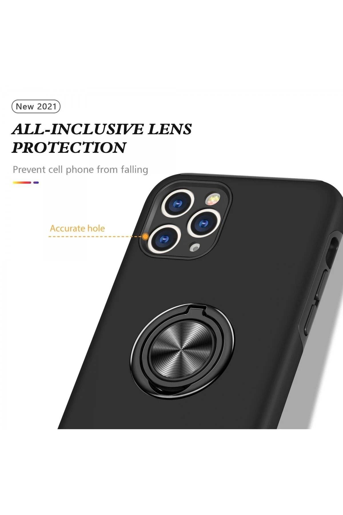 Newface iPhone 11 Pro Kılıf Elit Yüzüklü Kapak - Siyah