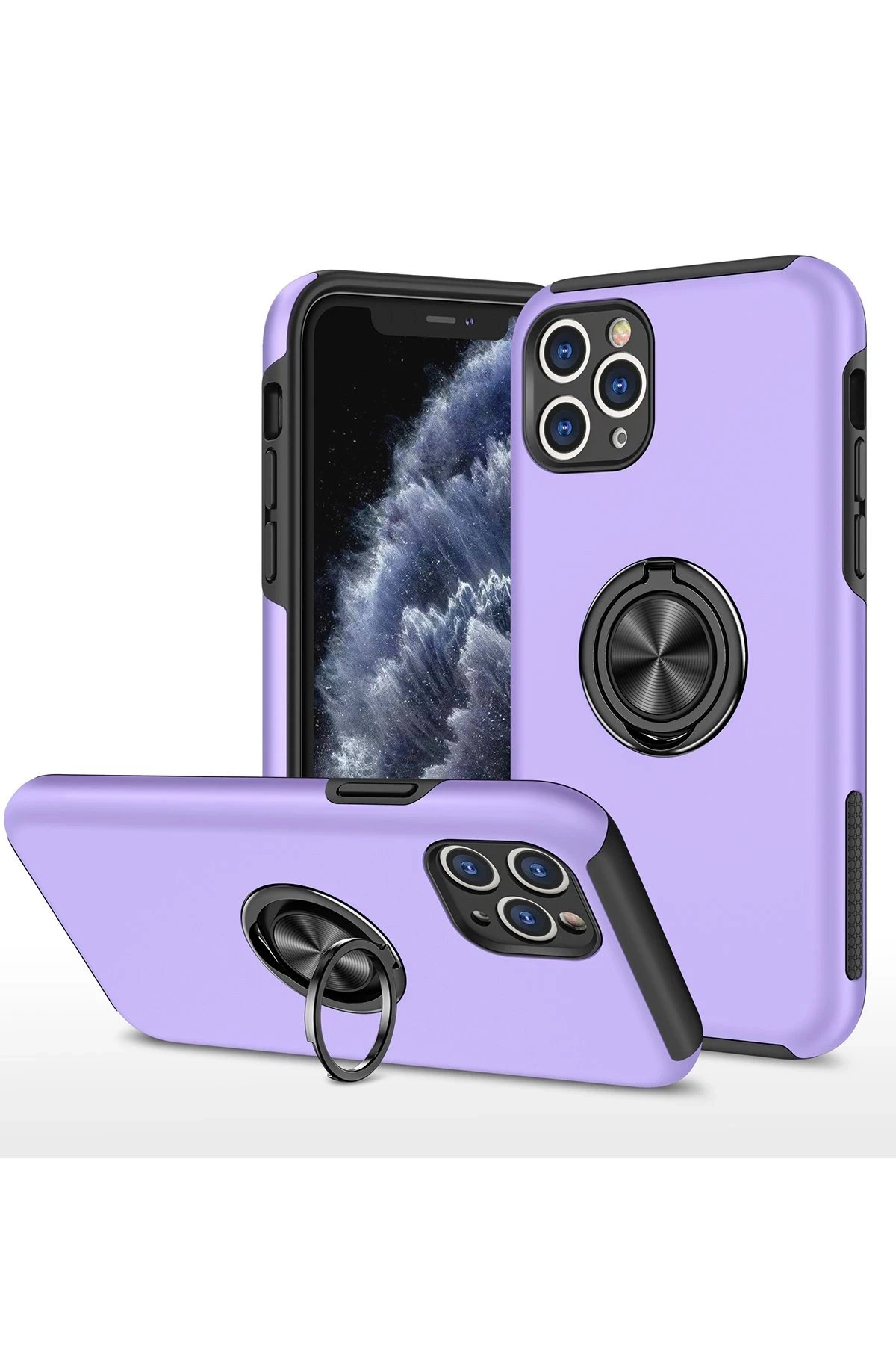 Newface iPhone 11 Pro Kılıf Elit Yüzüklü Kapak - Mor