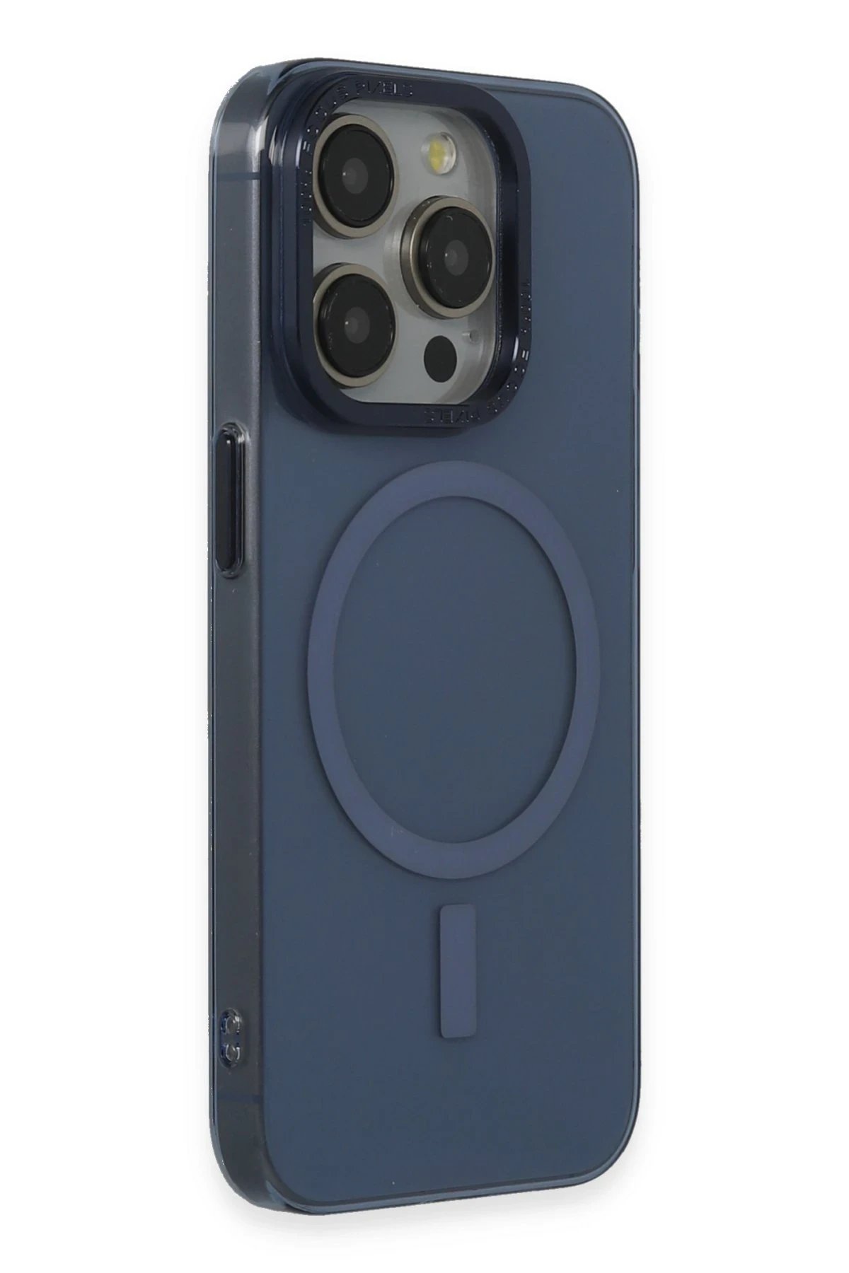 Newface iPhone 15 Pro Max Kılıf Anka PC Magneticsafe Sert Metal Kapak - Lacivert