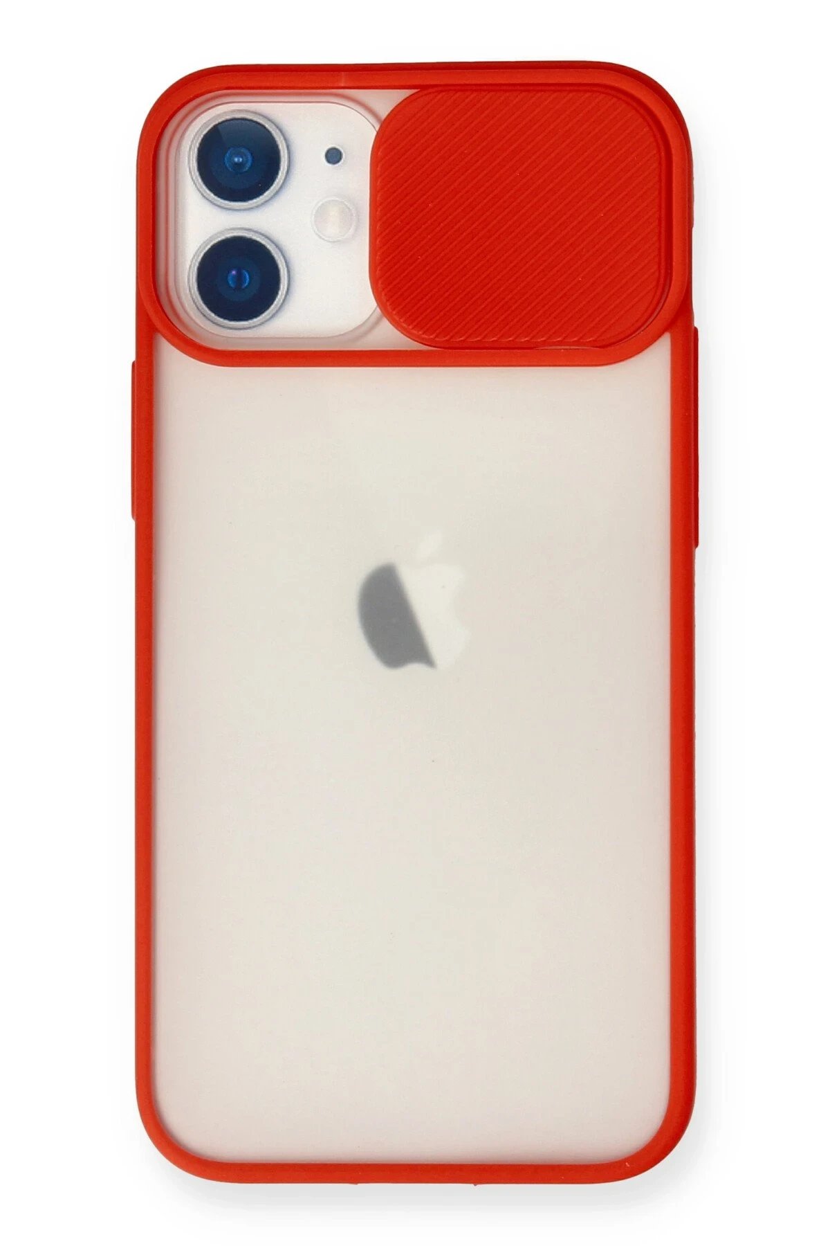 Newface iPhone 11 Kılıf Palm Buzlu Kamera Sürgülü Silikon - Kırmızı