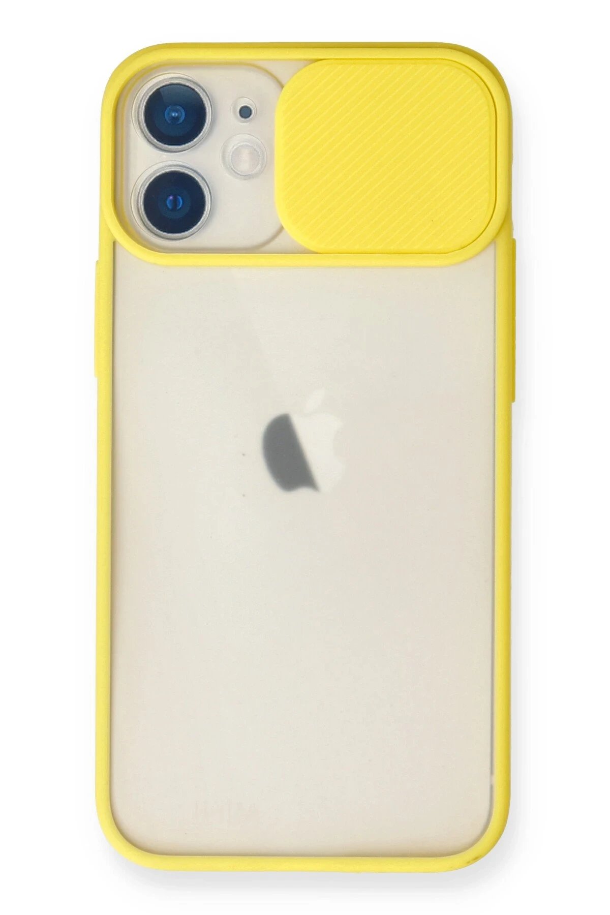 Newface iPhone 11 Kılıf Palm Buzlu Kamera Sürgülü Silikon - Sarı