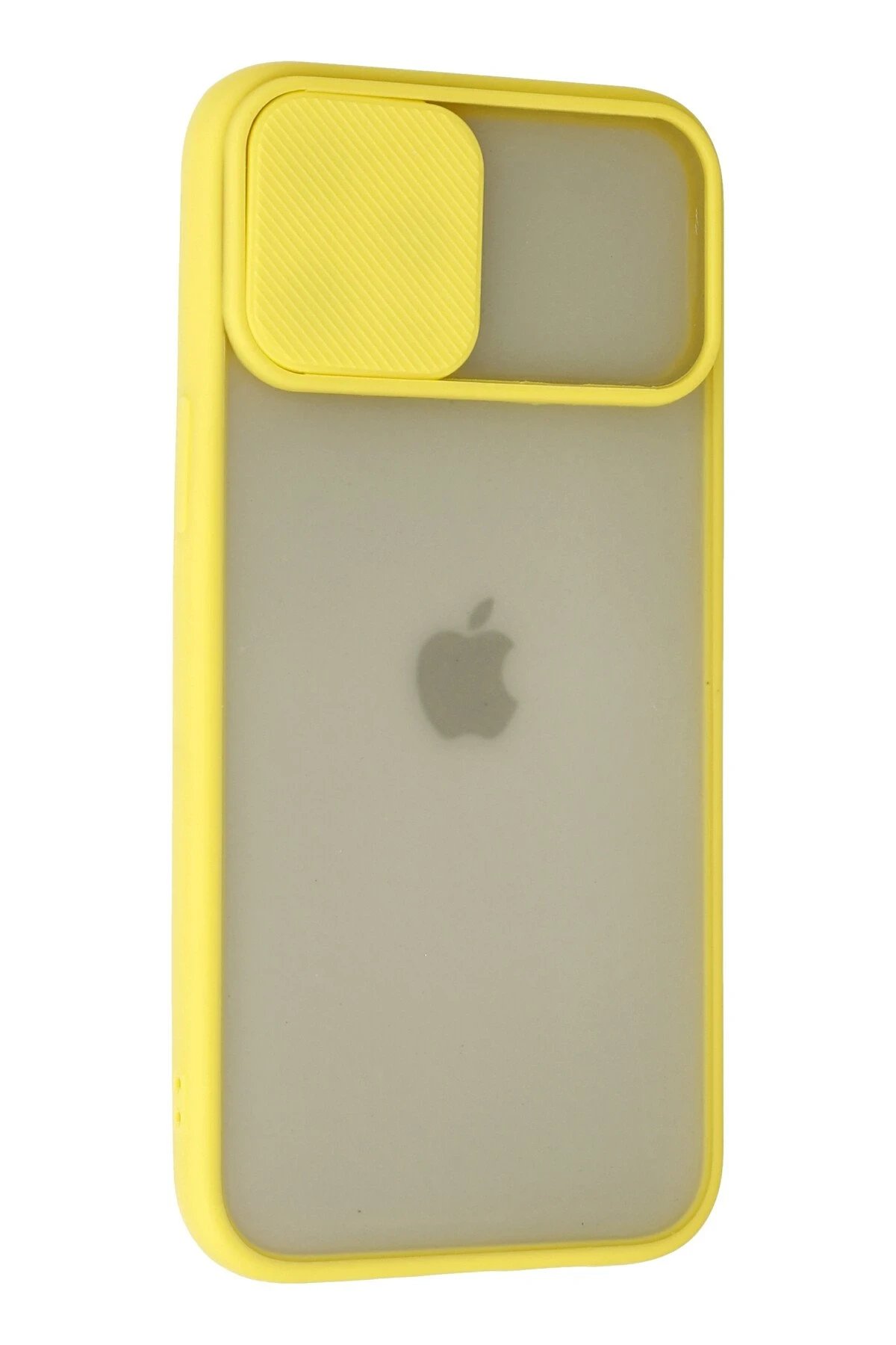 Newface iPhone 12 Pro Max Kılıf Palm Buzlu Kamera Sürgülü Silikon - Sarı