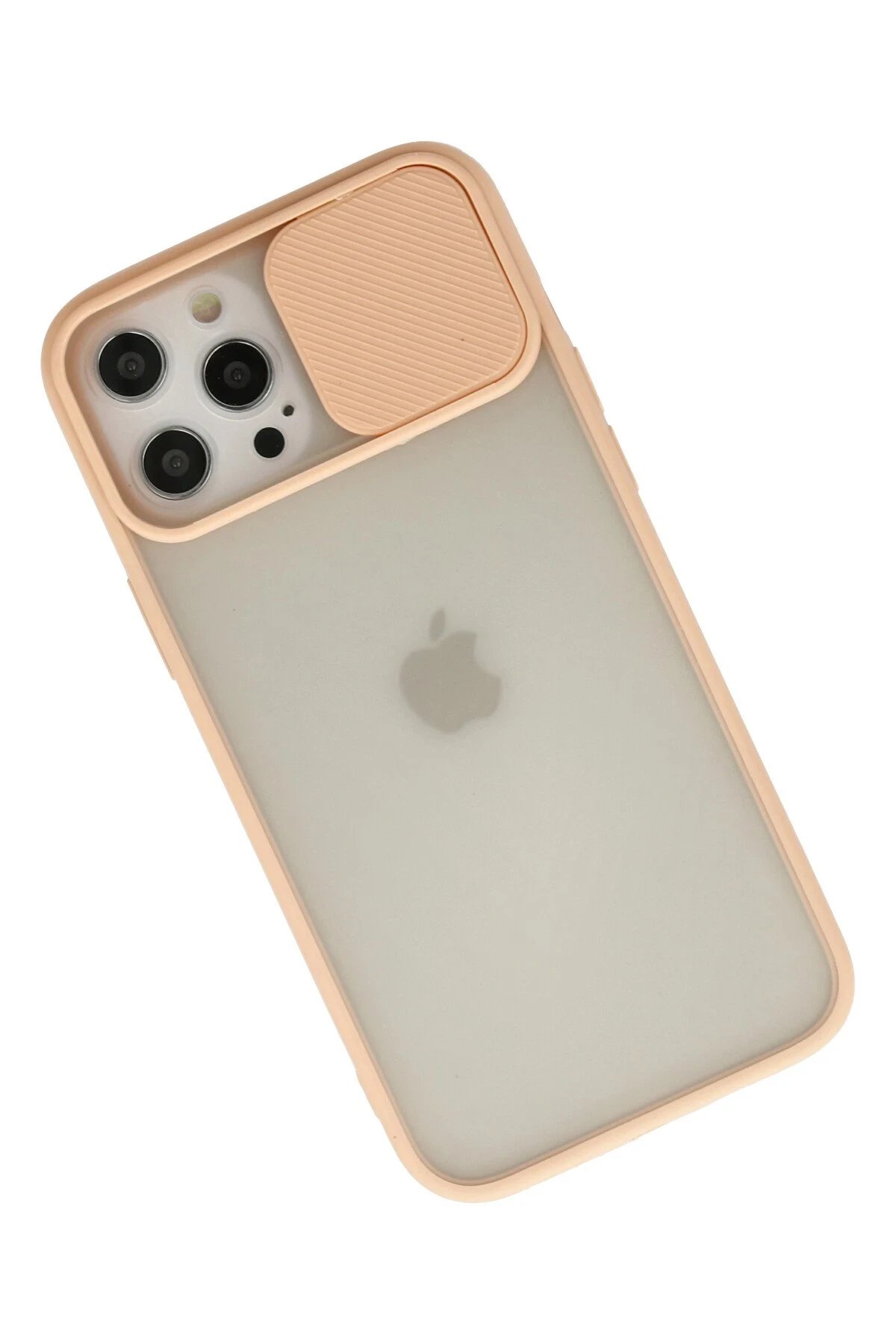 Newface iPhone 12 Pro Max Kılıf Palm Buzlu Kamera Sürgülü Silikon - Pembe