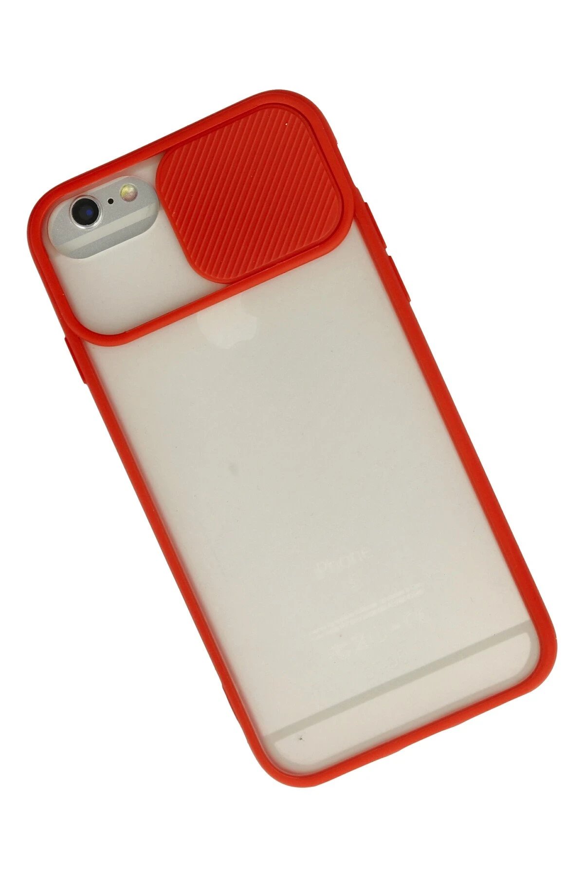 Newface iPhone 6 Kılıf Palm Buzlu Kamera Sürgülü Silikon - Kırmızı