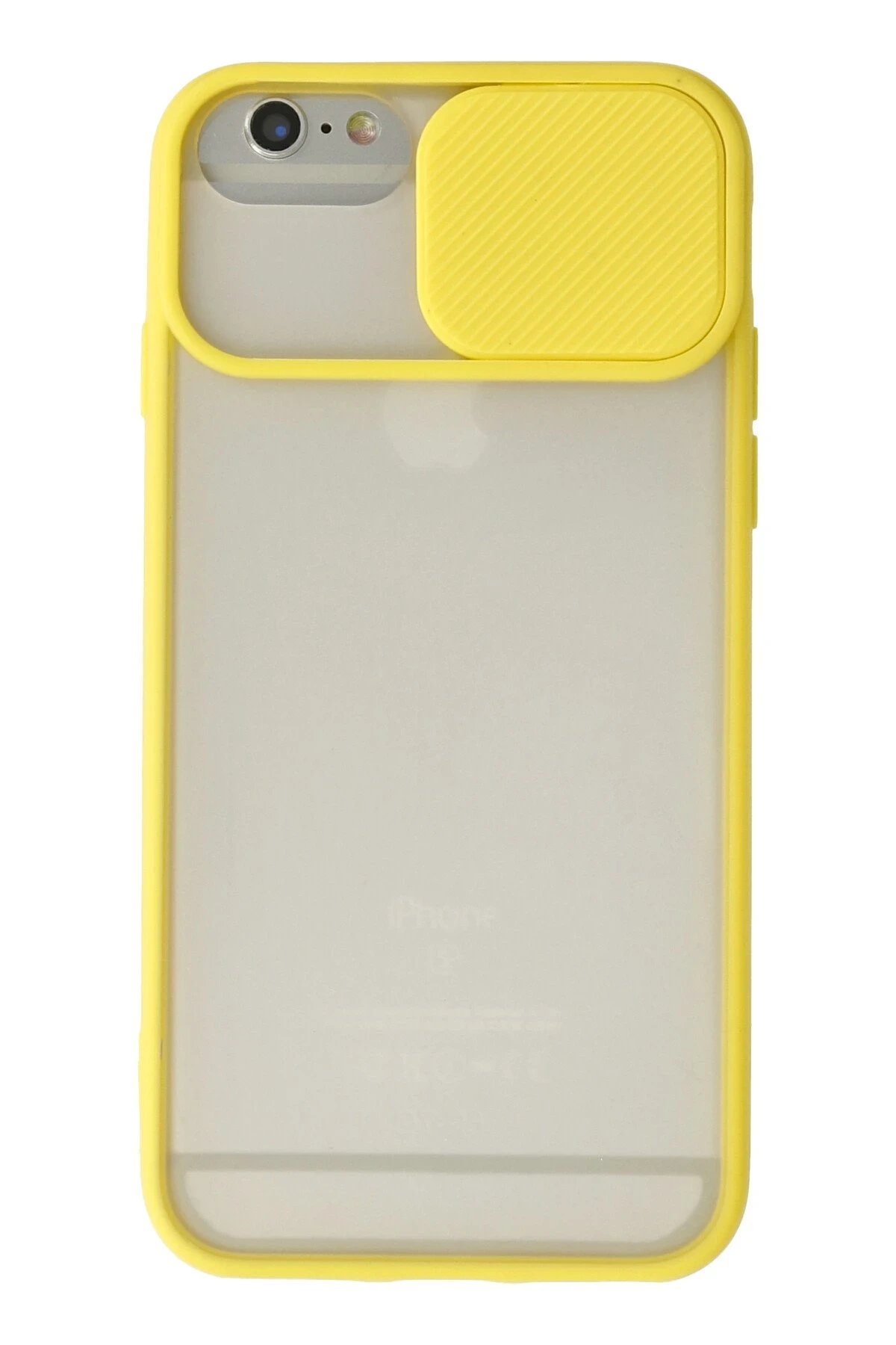 Newface iPhone 6 Kılıf Palm Buzlu Kamera Sürgülü Silikon - Sarı