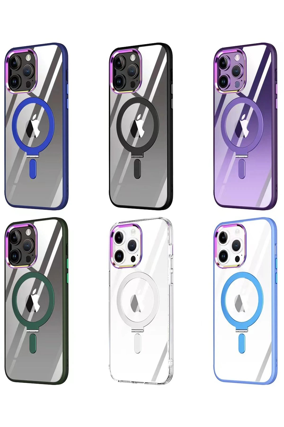 Newface iPhone 15 Pro Max Kılıf Mudo Magneticsafe Standlı Kapak - Şeffaf