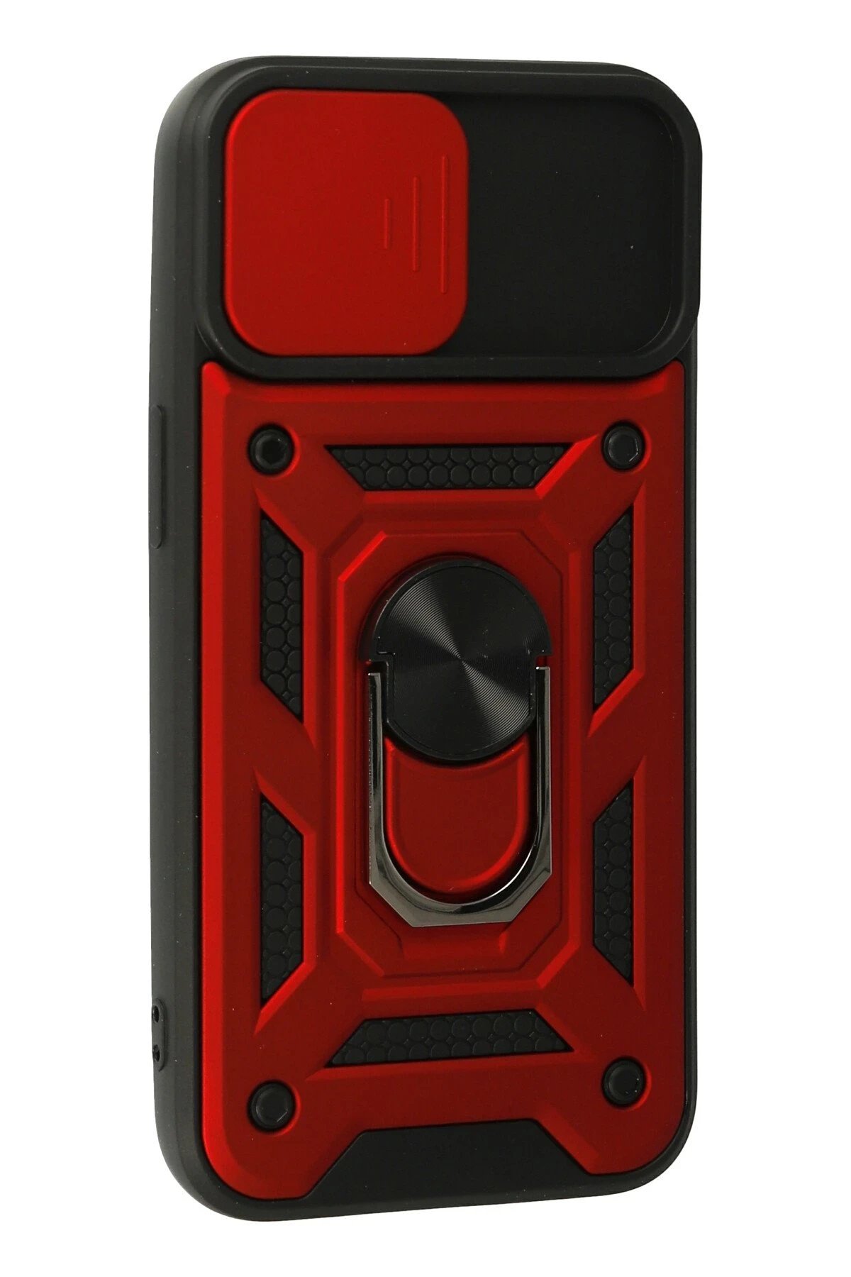 Newface iPhone 15 Kılıf Pars Lens Yüzüklü Silikon - Kırmızı