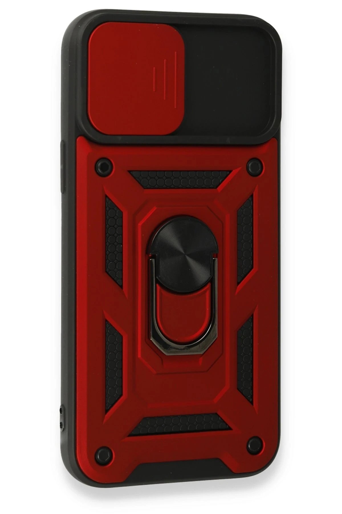 Newface iPhone 15 Pro Kılıf Pars Lens Yüzüklü Silikon - Kırmızı