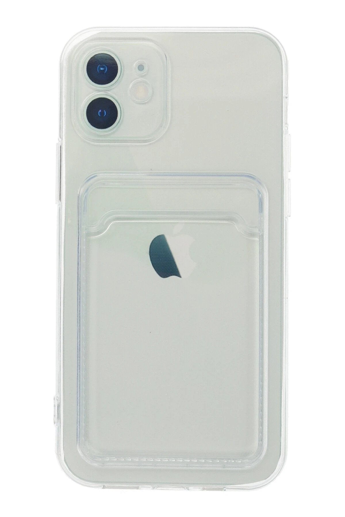 Newface iPhone 12 Kılıf Kart Şeffaf Silikon - Şeffaf