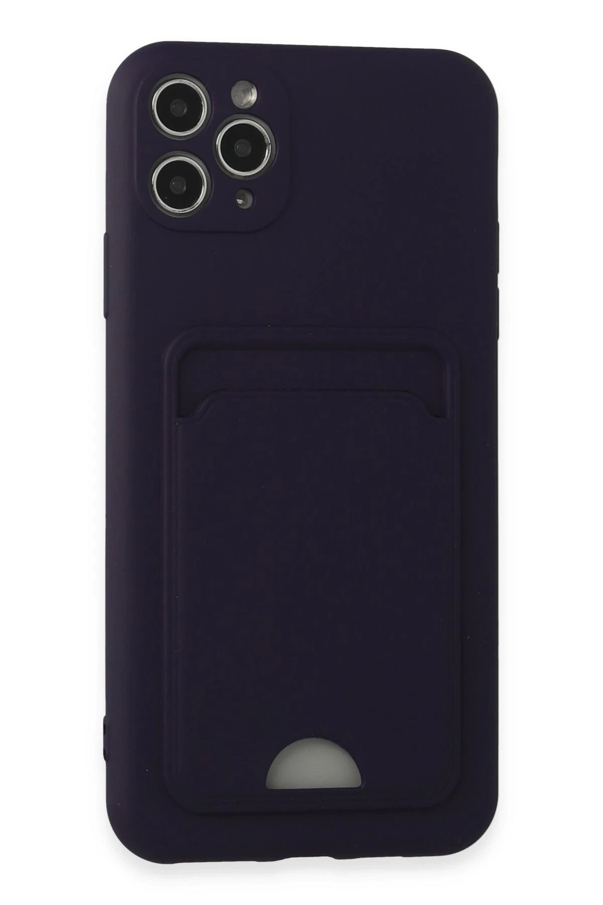 Newface iPhone 11 Pro Max Kılıf Kelvin Kartvizitli Silikon - Derin Mor