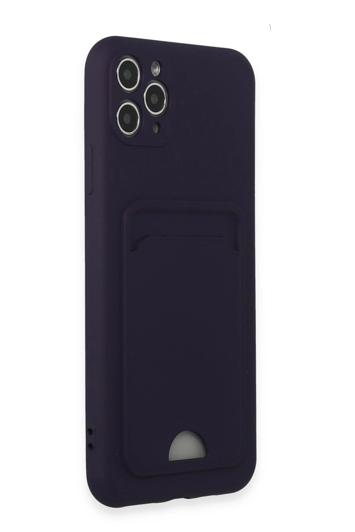 Newface iPhone 11 Pro Max Kılıf Kelvin Kartvizitli Silikon - Derin Mor