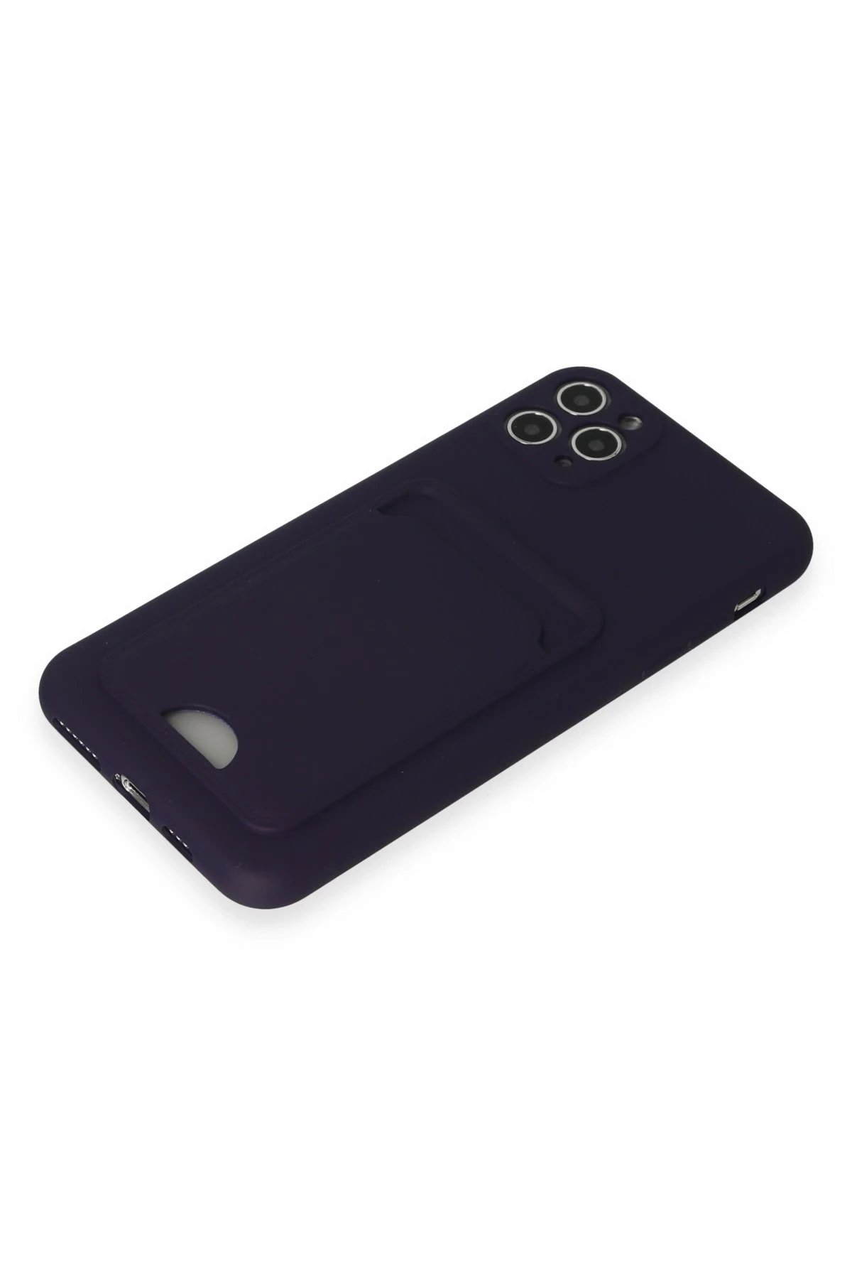 Newface iPhone 11 Pro Max Kılıf Kelvin Kartvizitli Silikon - Derin Mor