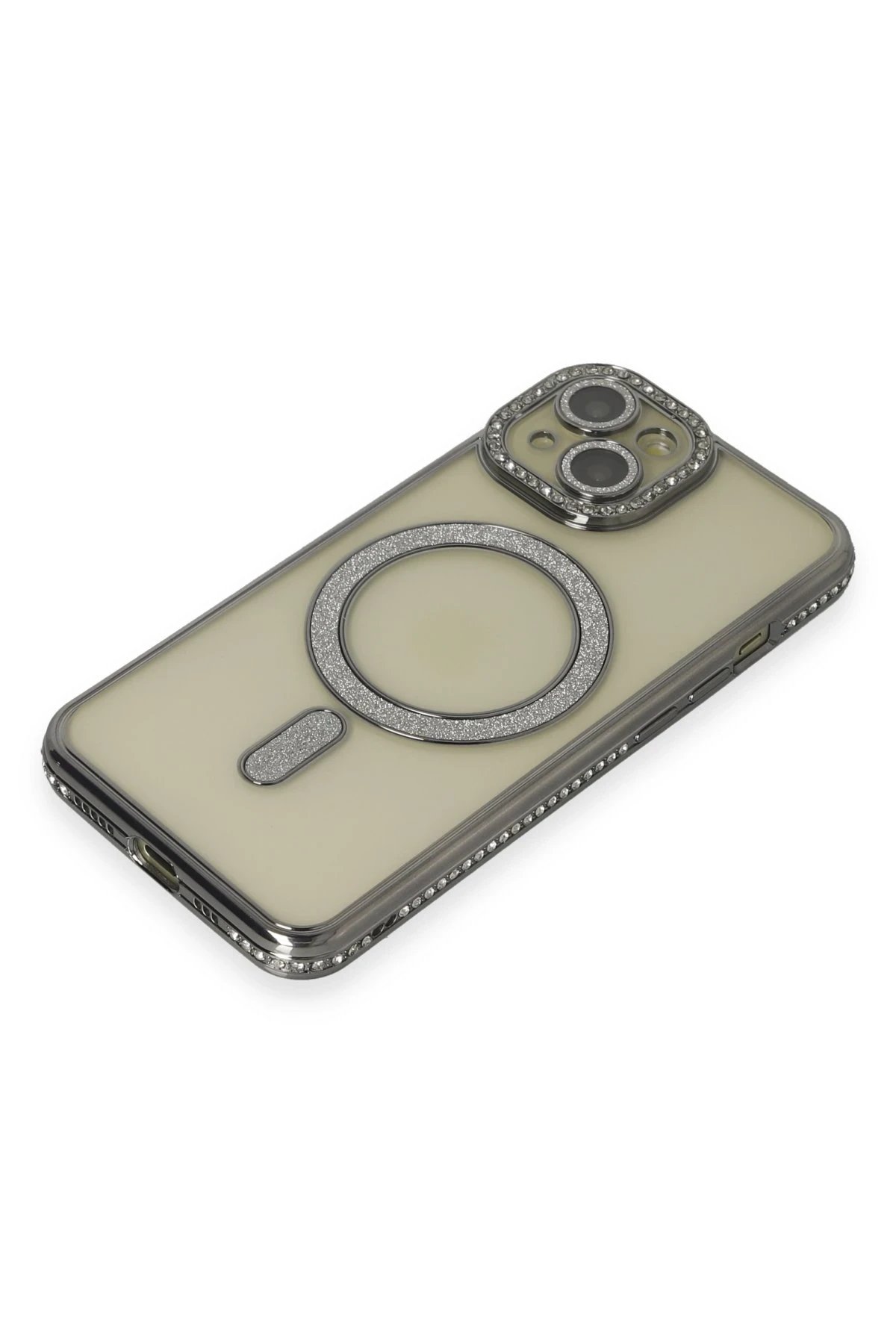 Newface iPhone 15 Kılıf Joke Simli Magneticsafe Kılıf - Gri