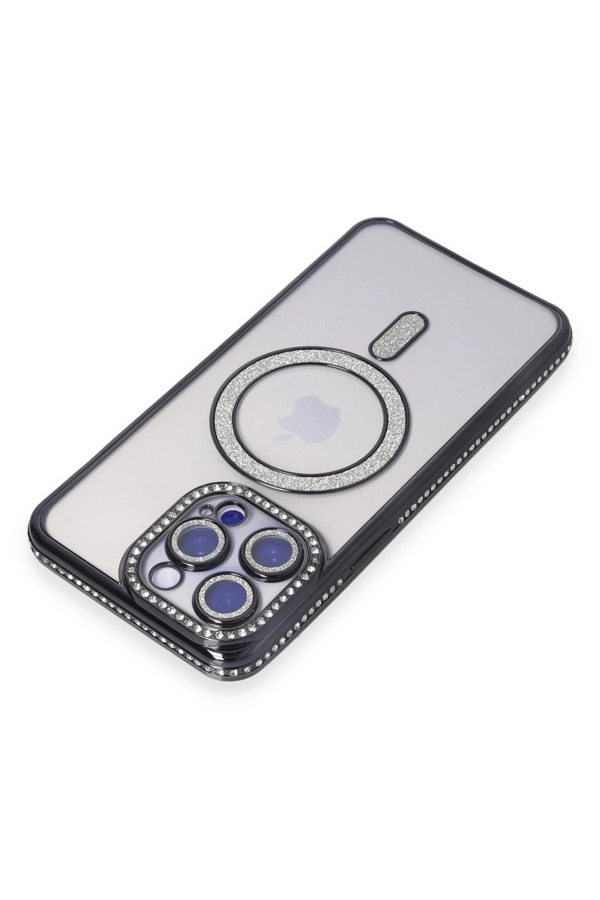 Newface iPhone 15 Pro Kılıf Joke Simli Magneticsafe Kılıf - Siyah