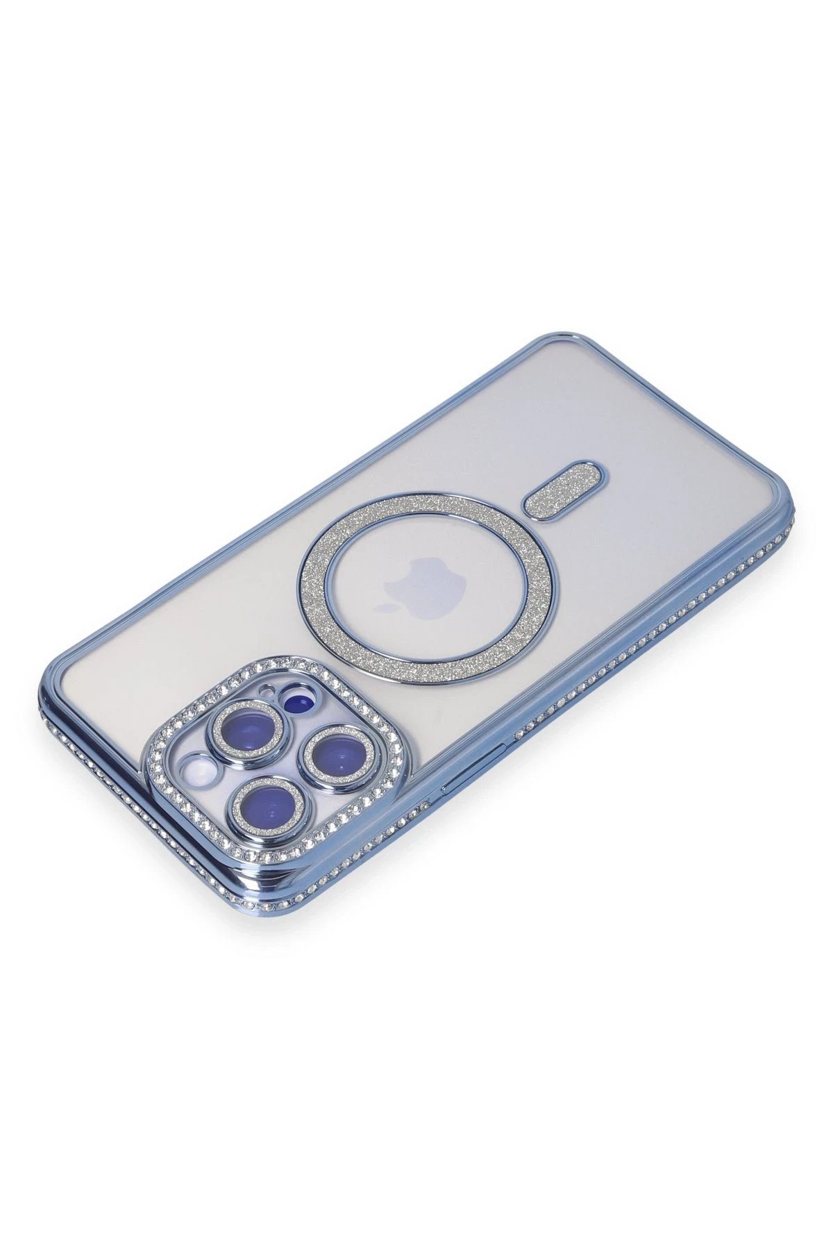 Newface iPhone 15 Pro Kılıf Joke Simli Magneticsafe Kılıf - Mavi