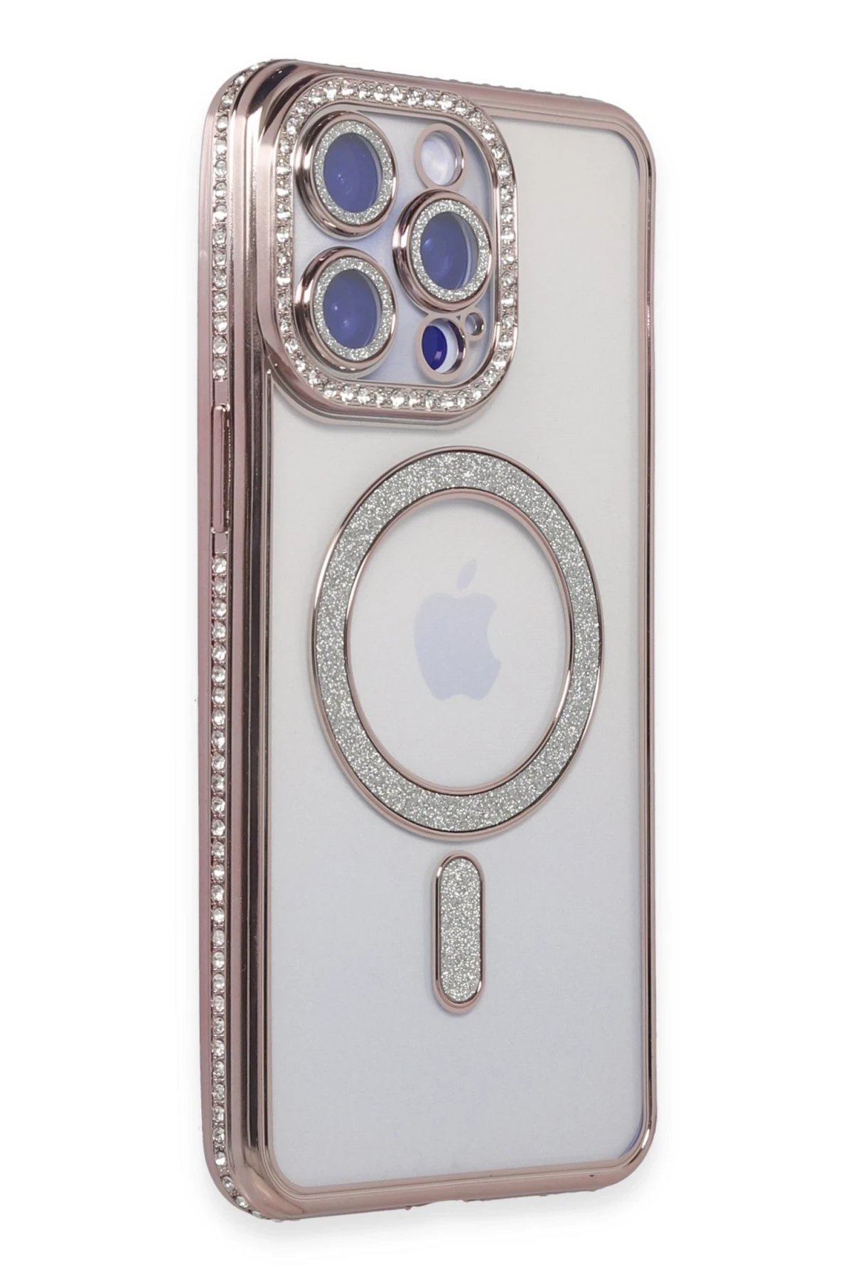 Newface iPhone 15 Pro Kılıf Joke Simli Magneticsafe Kılıf - Pembe