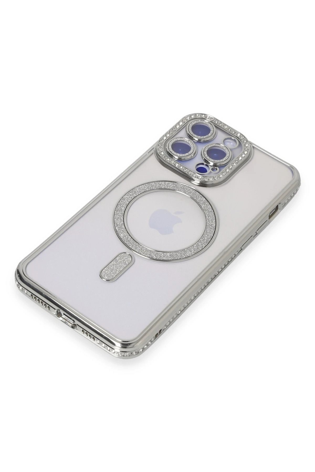 Newface iPhone 15 Pro Kılıf Joke Simli Magneticsafe Kılıf - Gümüş