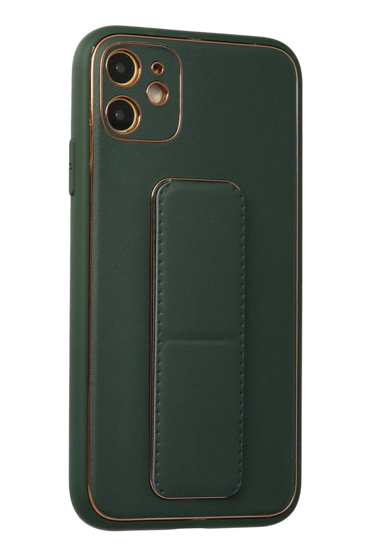 Newface iPhone 12 Kılıf Coco Deri Standlı Kapak - Yeşil