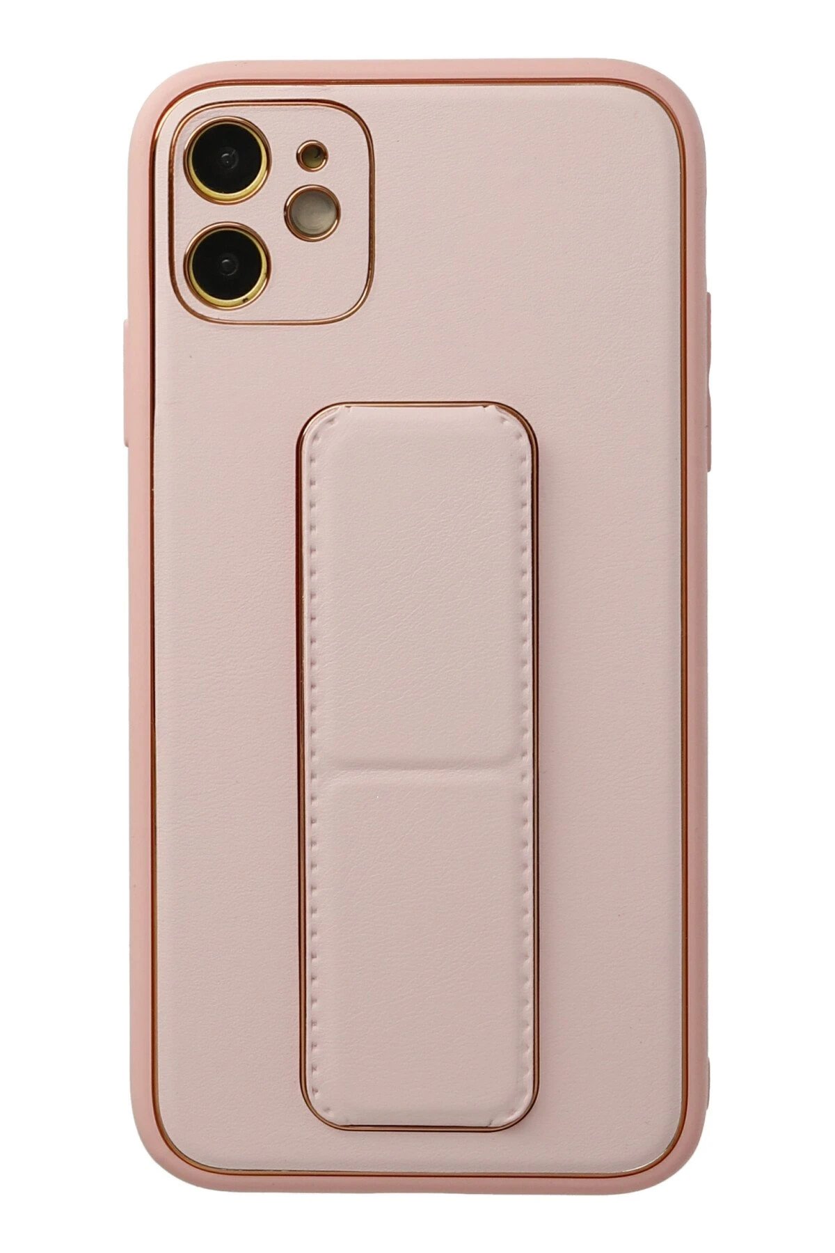 Newface iPhone 12 Kılıf Coco Deri Standlı Kapak - Pembe