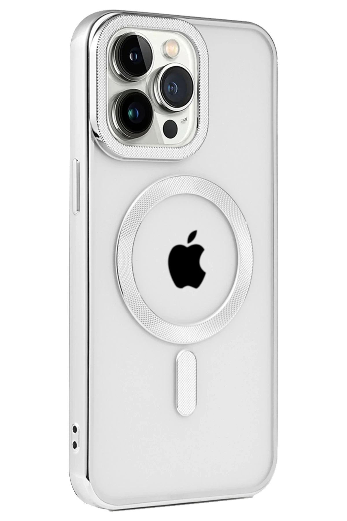 Newface iPhone 15 Pro Kılıf Kronos Magsafe Kapak - Gümüş