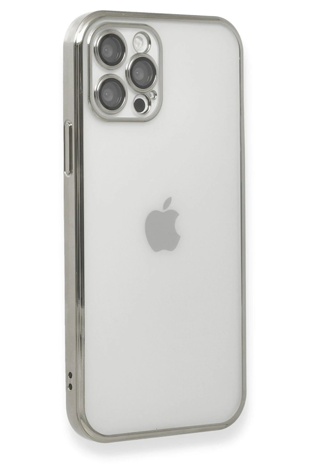 Newface iPhone 12 Pro Max Kılıf Razer Lensli Silikon - Gümüş