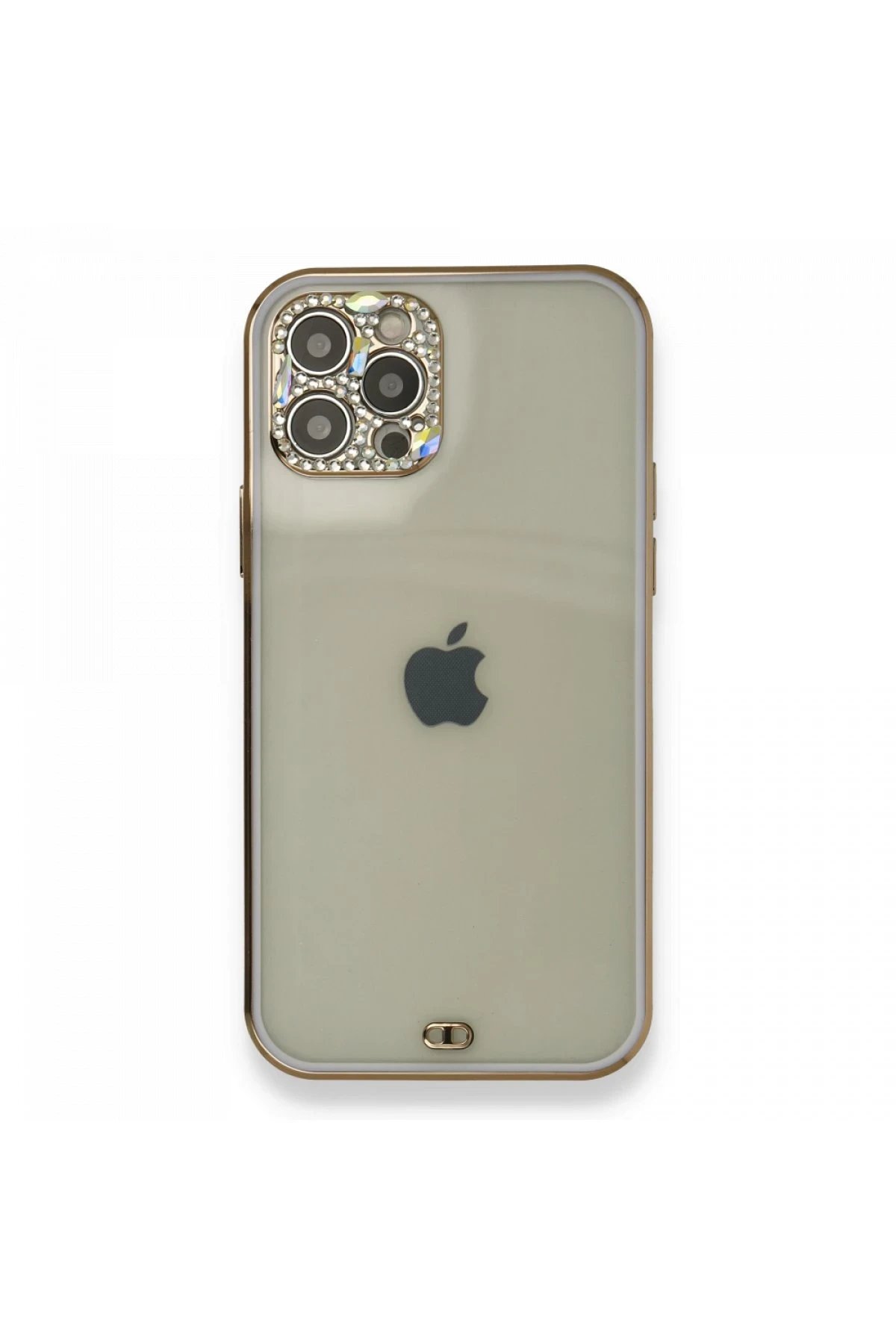 Newface iPhone 12 Pro Kılıf Liva Taşlı Silikon - Mor