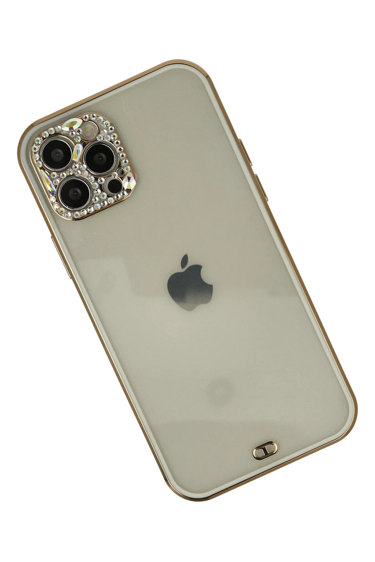 Newface iPhone 12 Pro Max Kılıf Liva Taşlı Silikon - Beyaz