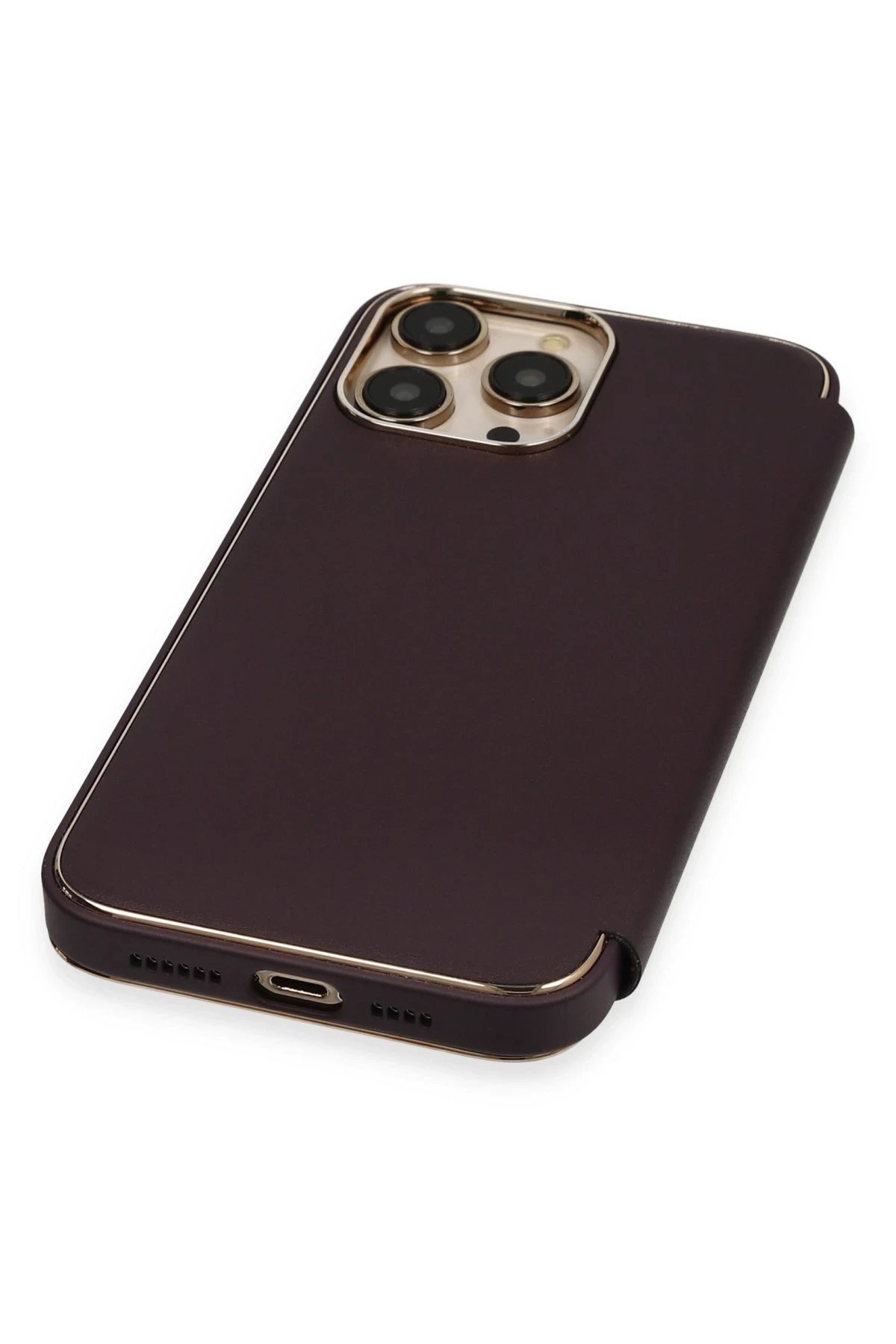 Newface iPhone 14 Pro Max Kılıf Dolpin Kapaklı - Derin Mor