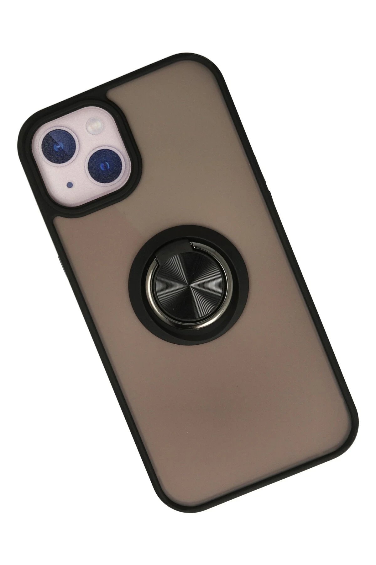 Newface iPhone 13 Kılıf Montreal Yüzüklü Silikon Kapak - Siyah