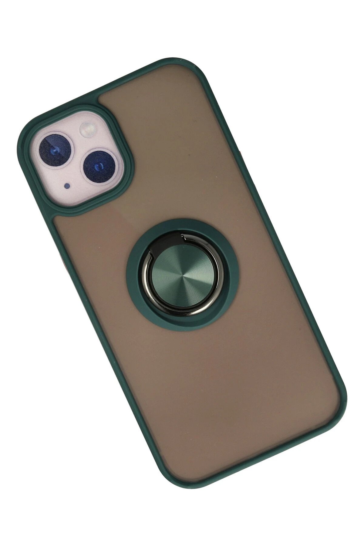 Newface iPhone 13 Kılıf Montreal Yüzüklü Silikon Kapak - Yeşil