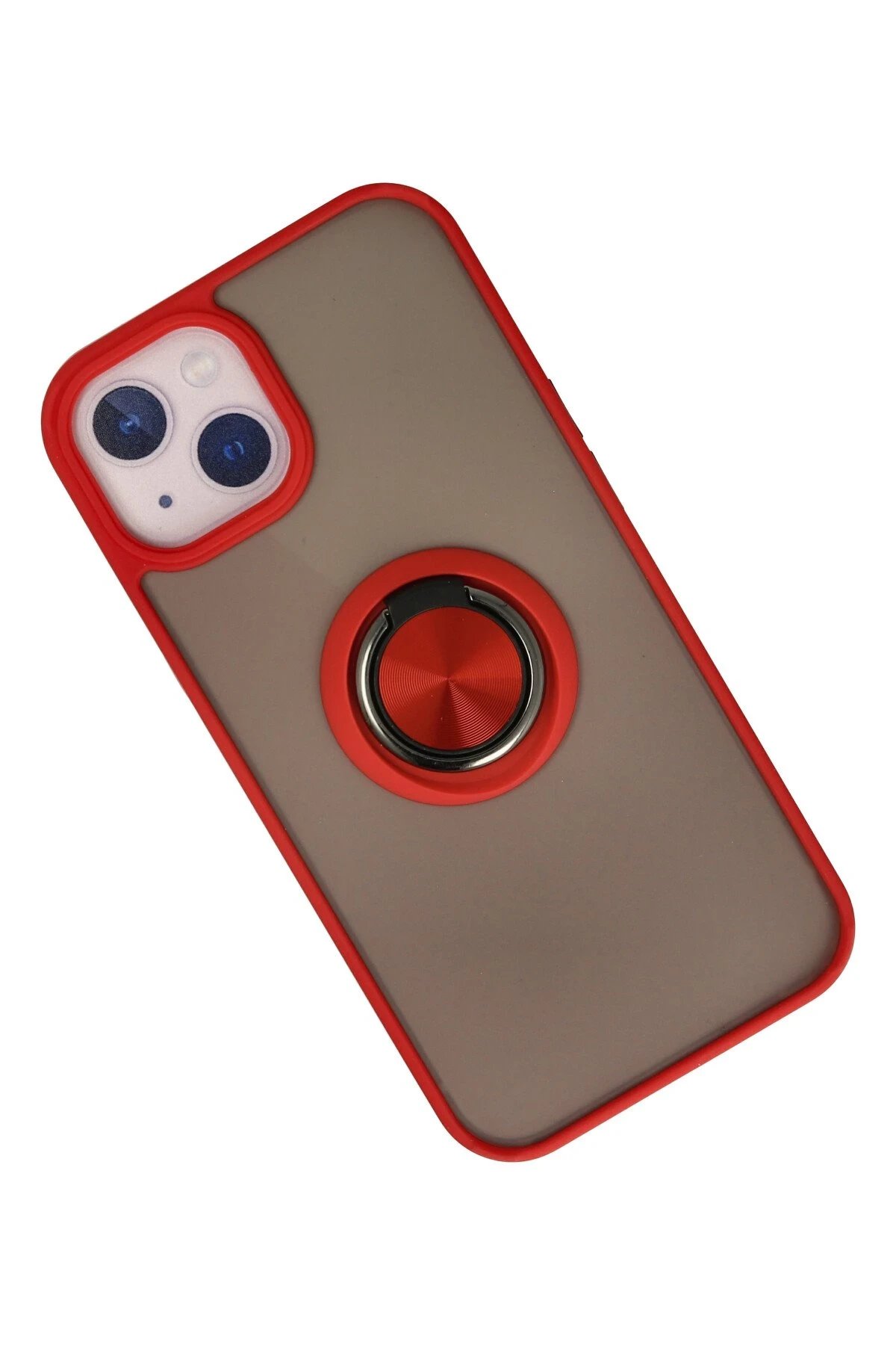 Newface iPhone 13 Kılıf Montreal Yüzüklü Silikon Kapak - Kırmızı