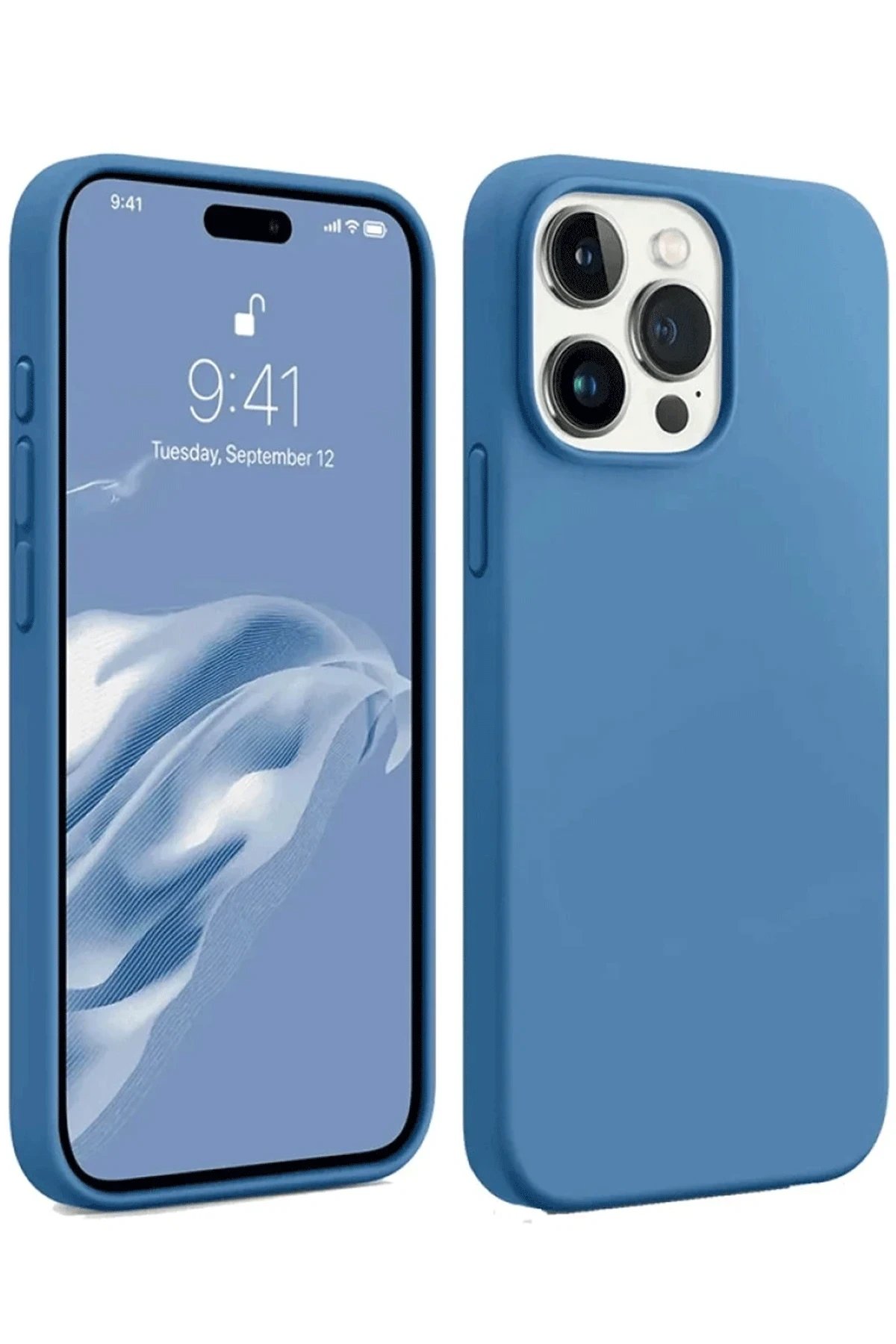 Newface iPhone 15 Pro Kılıf First Silikon - Mavi