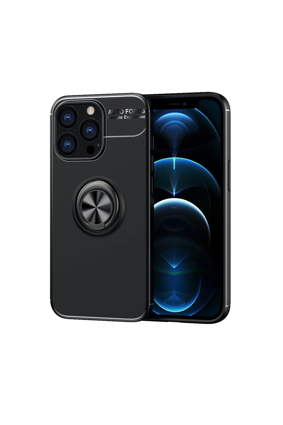 Newface iPhone 13 Pro Kılıf Range Yüzüklü Silikon - Siyah